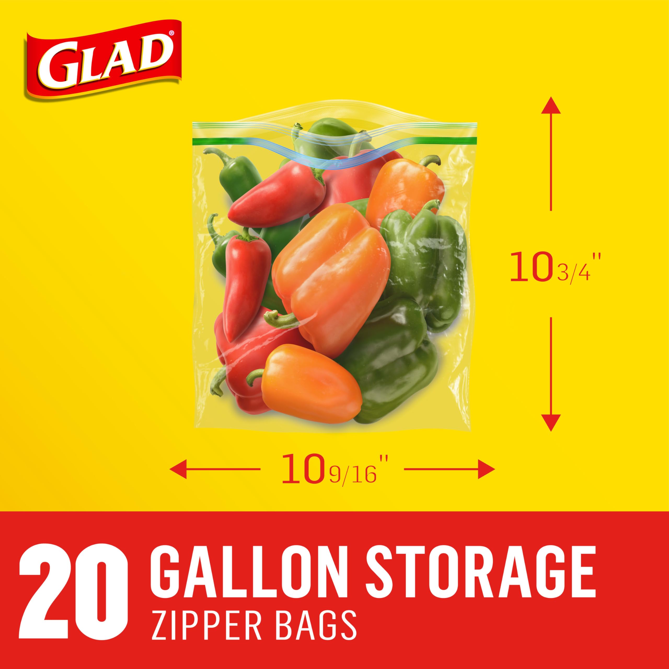 Foto 6 pulgar | Bolsas De Plástico Glad Gallon Para Almacenamiento De Alimentos, 20 Unidades, Sin Bpa - Venta Internacional.
