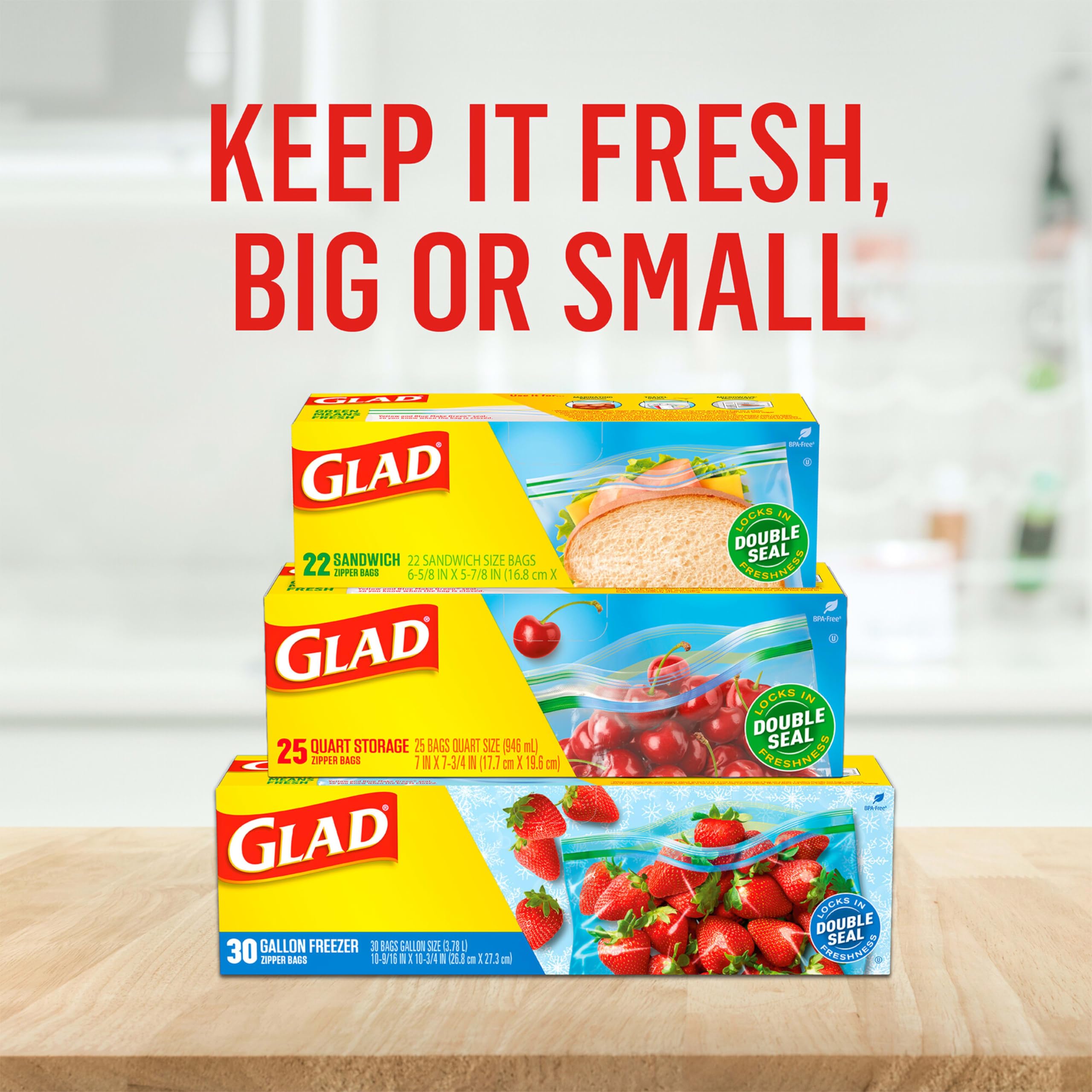 Foto 6 | Bolsas De Plástico Glad Gallon Para Almacenamiento De Alimentos, 20 Unidades, Sin Bpa - Venta Internacional.