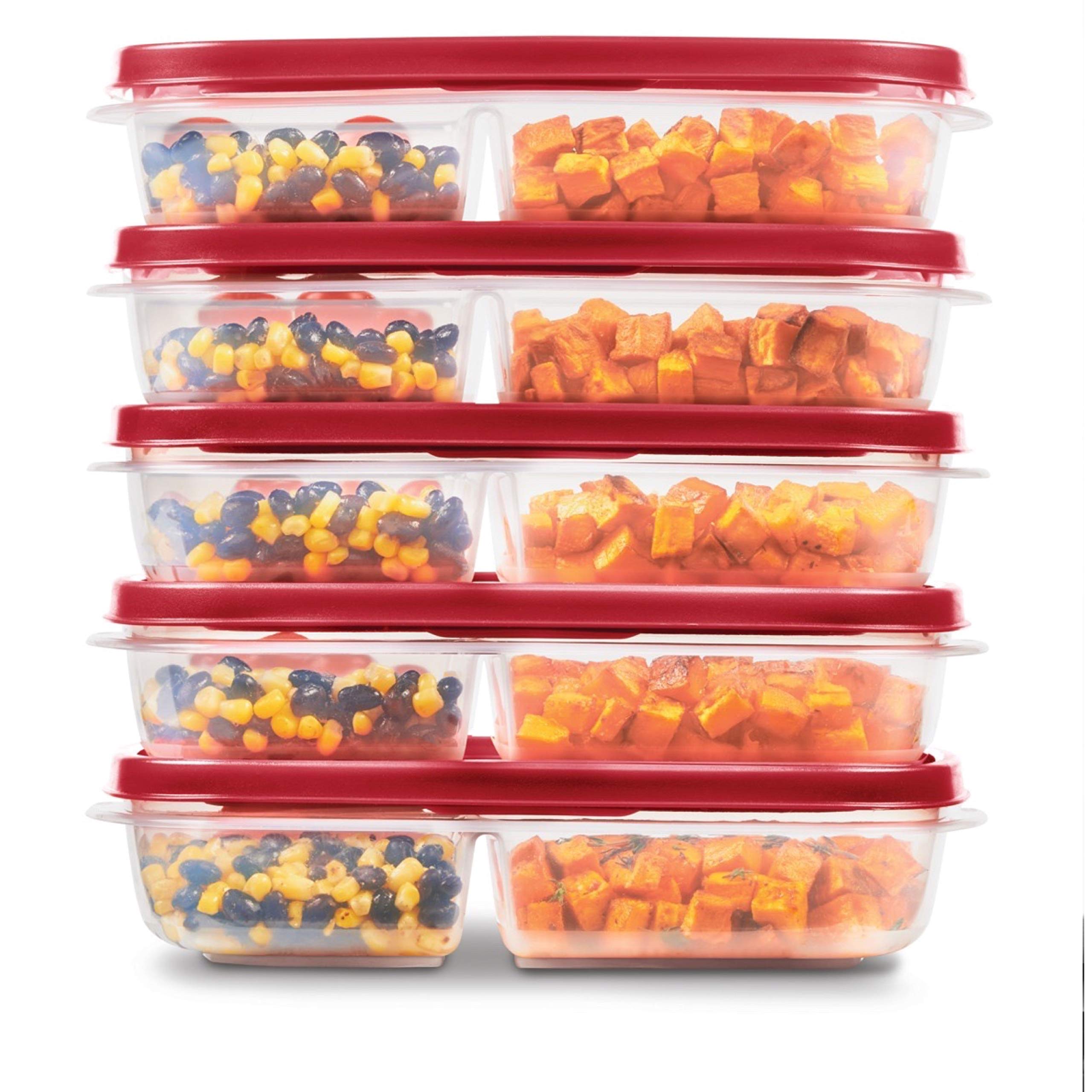 Foto 1 | Recipientes Rubbermaid Easyfindlids Para Preparación De Comidas, 1,2 L, Color Rojo, Paquete De 5 - Venta Internacional.
