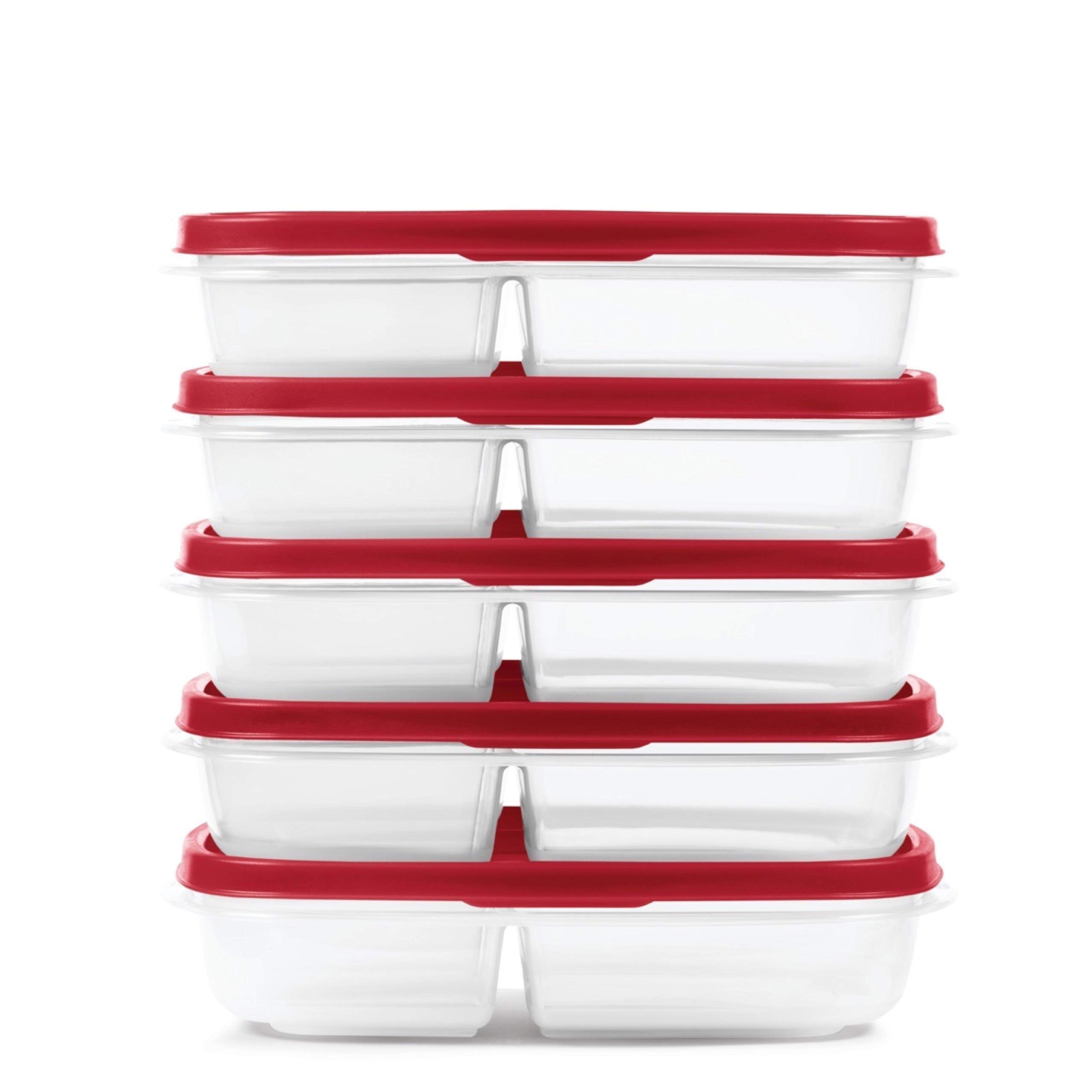 Foto 2 | Recipientes Rubbermaid Easyfindlids Para Preparación De Comidas, 1,2 L, Color Rojo, Paquete De 5 - Venta Internacional.