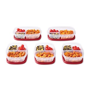 Foto 4 | Recipientes Rubbermaid Easyfindlids Para Preparación De Comidas, 1,2 L, Color Rojo, Paquete De 5 - Venta Internacional.