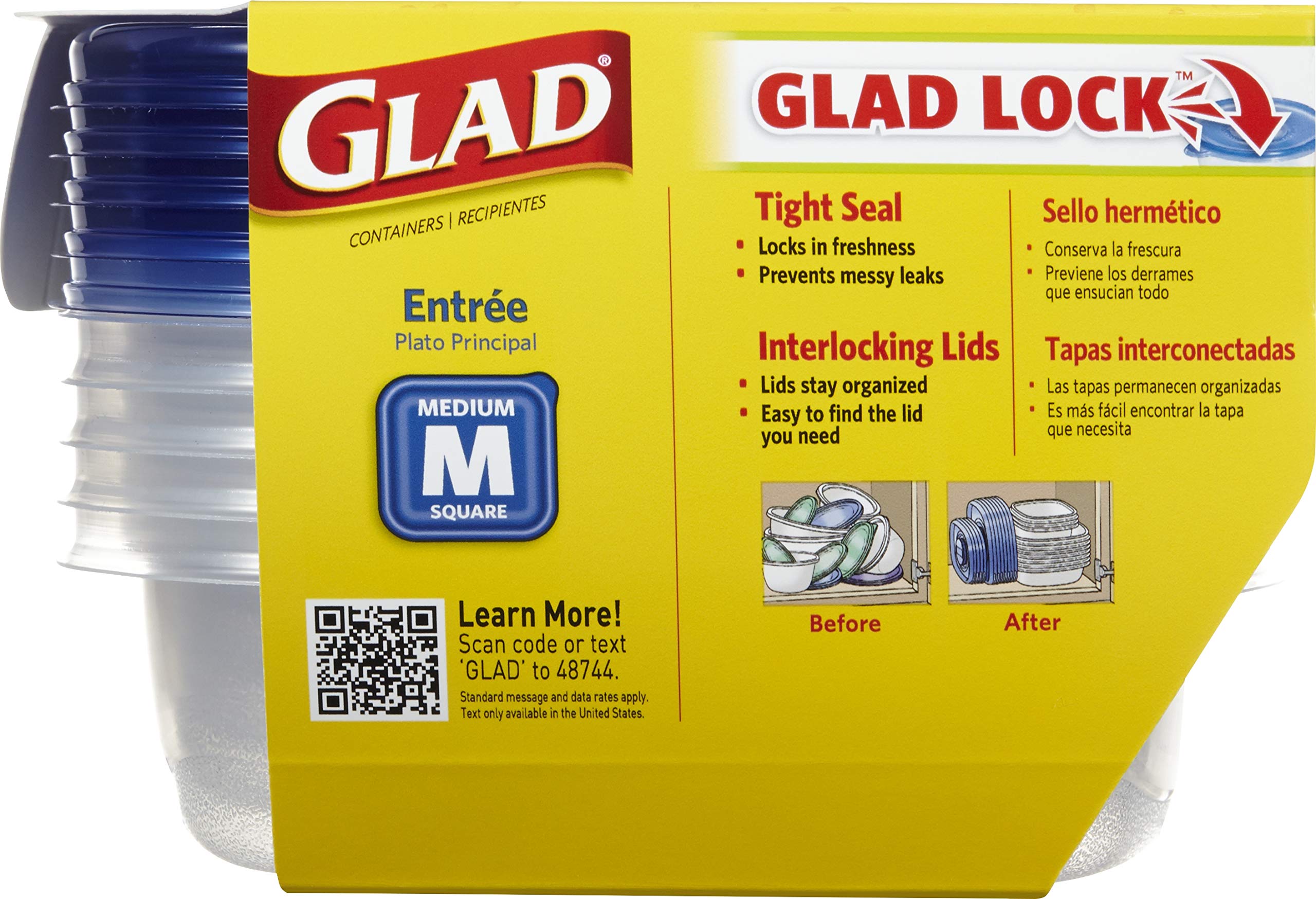 Foto 3 | Recipientes Glad Standard Para Almacenamiento De Alimentos, 5 Unidades, 30 Unidades - Venta Internacional.