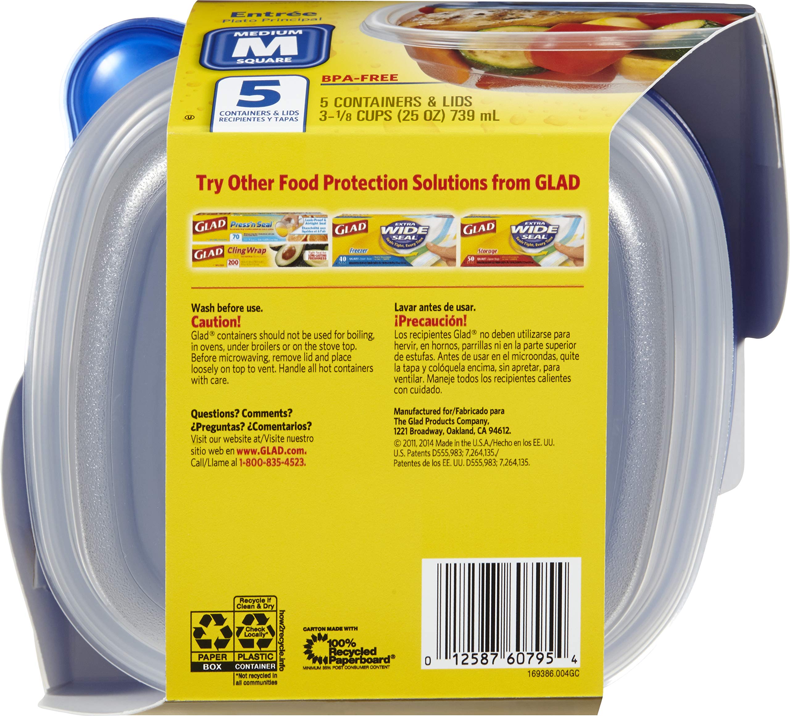 Foto 5 pulgar | Recipientes Glad Standard Para Almacenamiento De Alimentos, 5 Unidades, 30 Unidades - Venta Internacional.