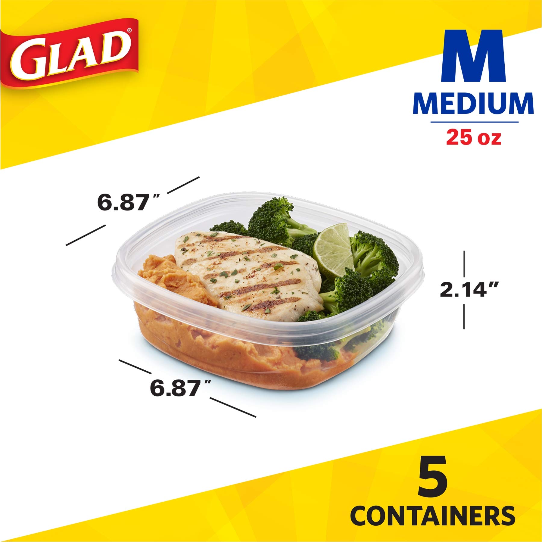 Foto 7 pulgar | Recipientes Glad Standard Para Almacenamiento De Alimentos, 5 Unidades, 30 Unidades - Venta Internacional.