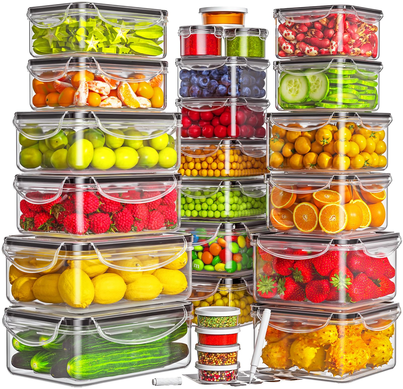 Foto 1 | Recipientes De Almacenamiento De Alimentos Hometall, 50 Piezas, Herméticos, Sin Bpa - Venta Internacional.