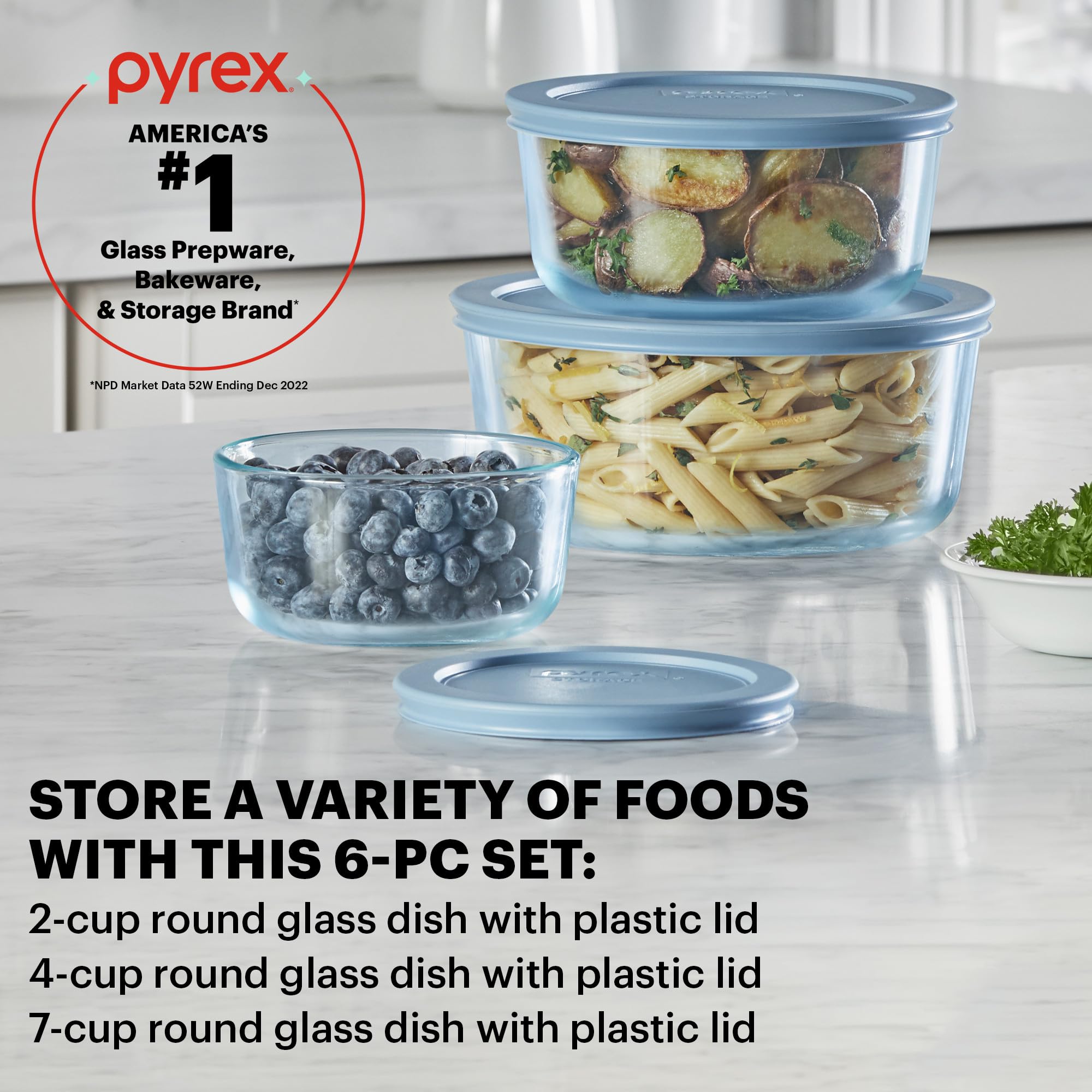 Foto 2 | Juego De Recipientes Para Almacenamiento De Alimentos Pyrex Year Of Color, Paquete De 3 - Venta Internacional.