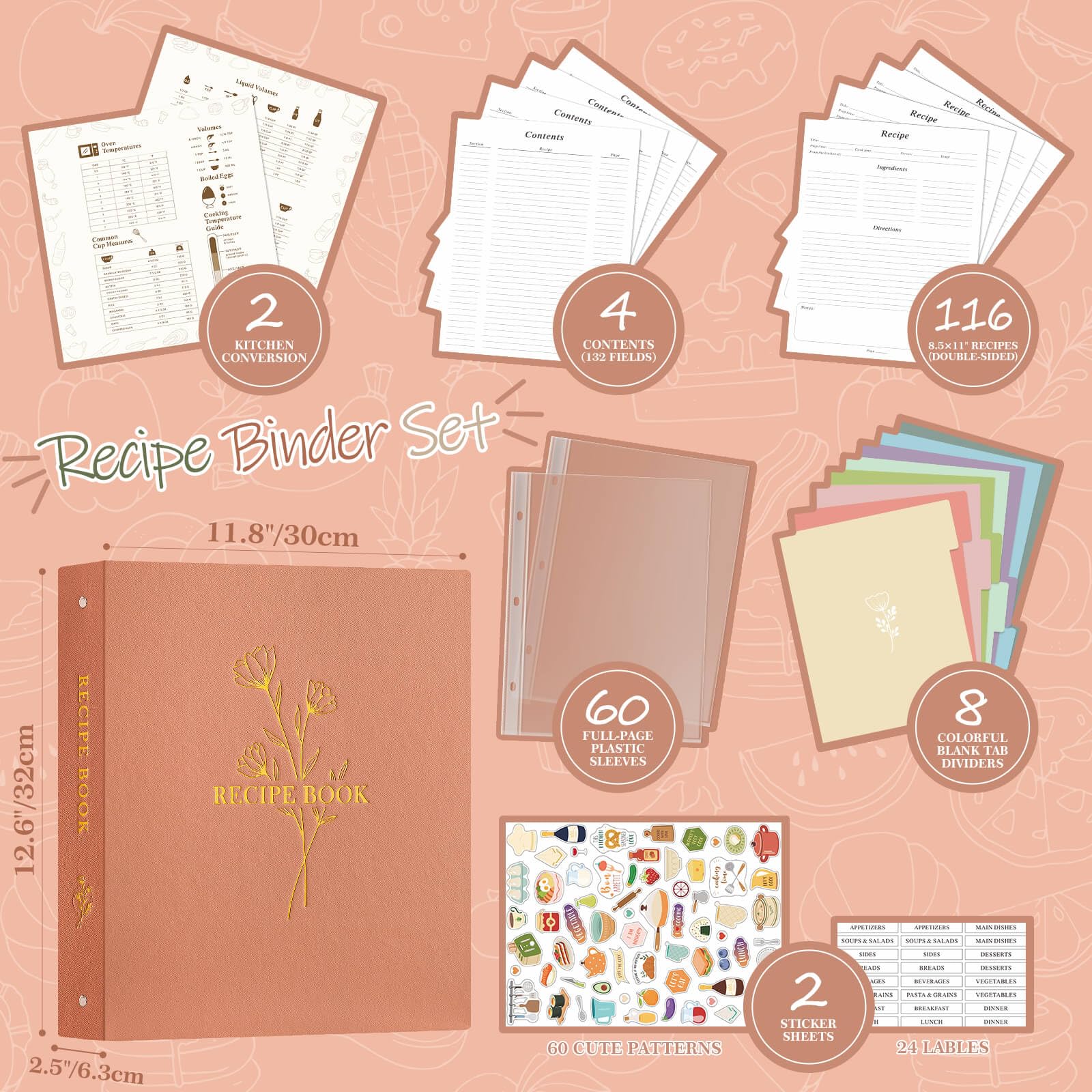 Foto 2 | Carpeta De Recetas Lanpn Impermeable Con 60 Fundas De Plástico Para 116 Recetas - Venta Internacional.