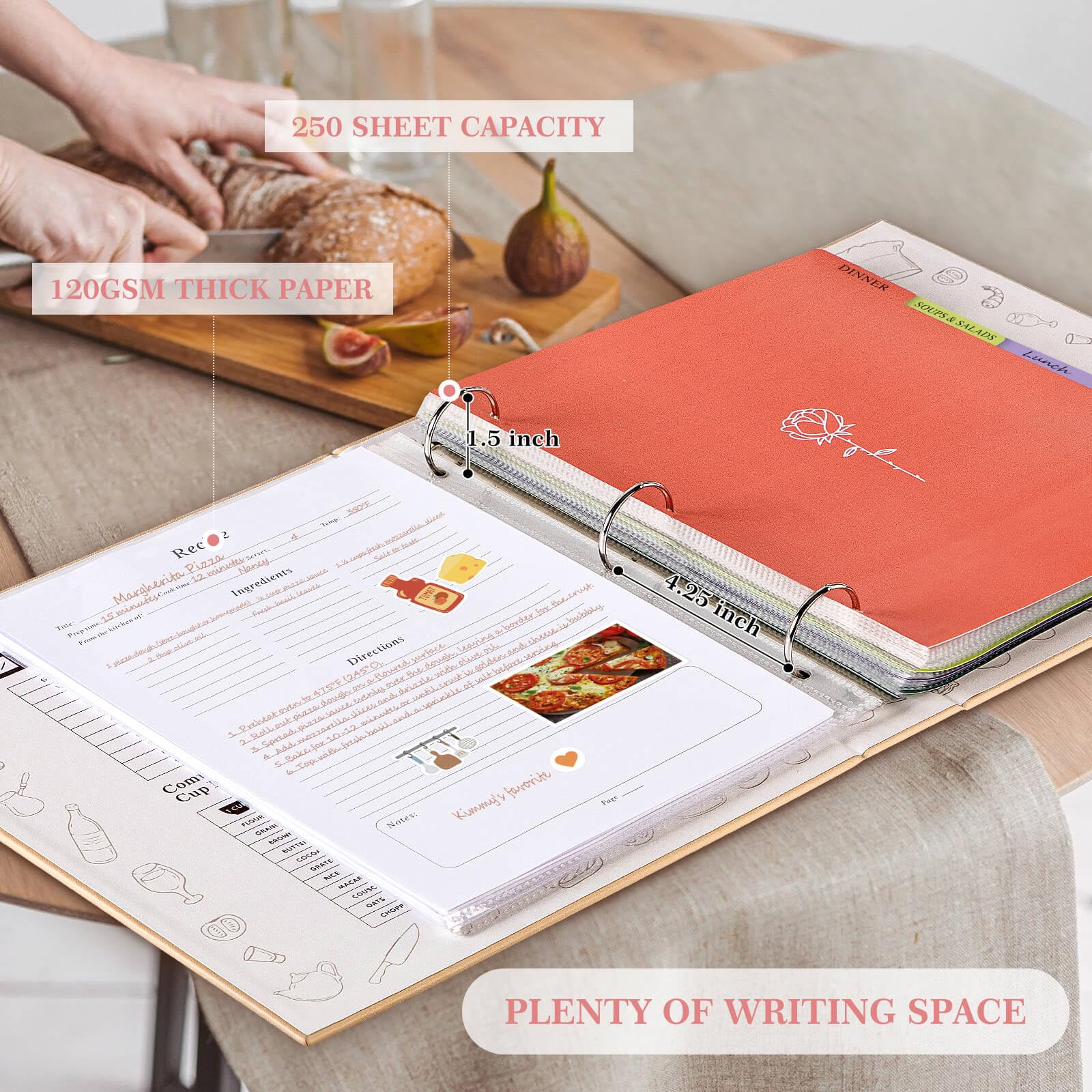 Foto 5 | Carpeta De Recetas Lanpn Impermeable Con 60 Fundas De Plástico Para 116 Recetas - Venta Internacional.