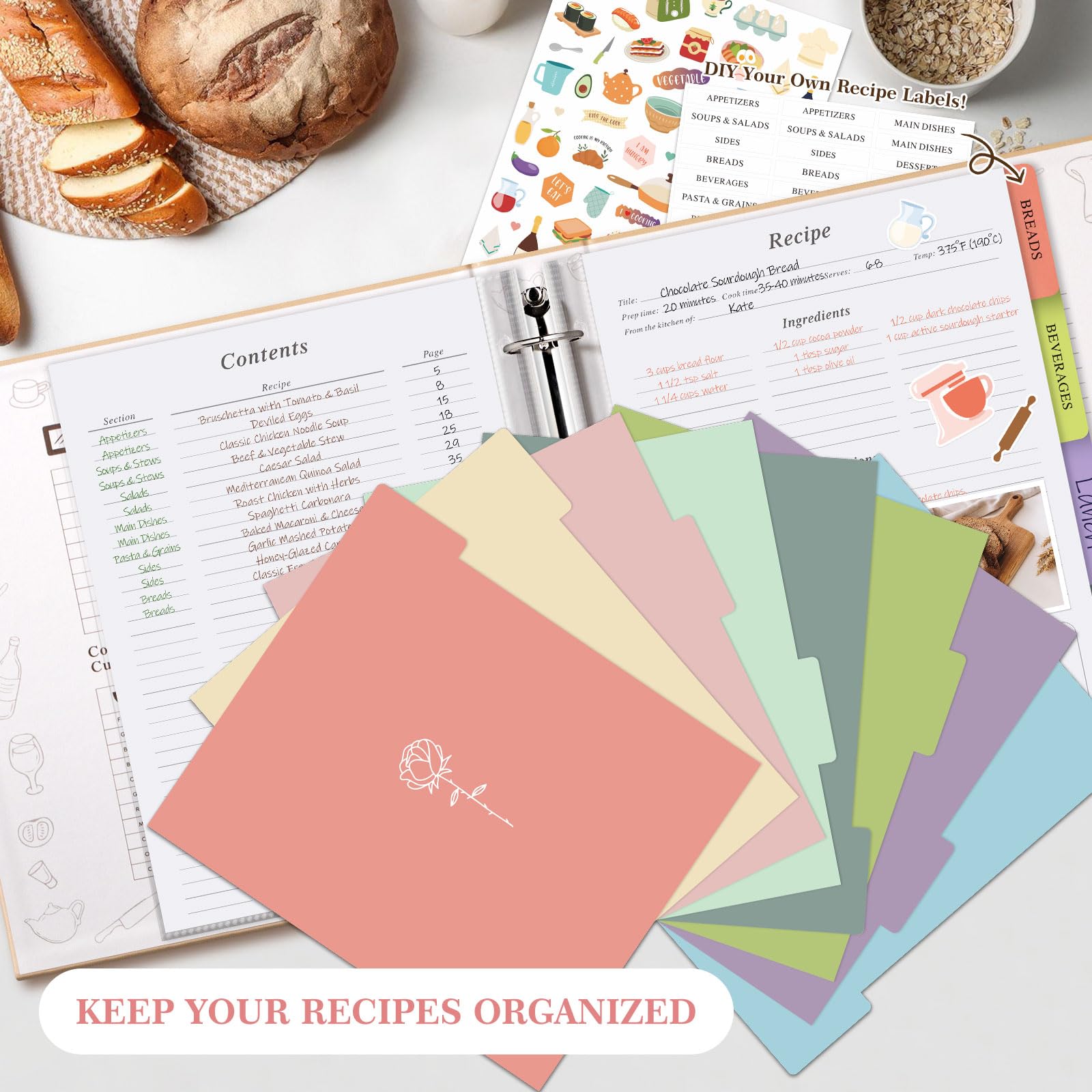 Foto 6 | Carpeta De Recetas Lanpn Impermeable Con 60 Fundas De Plástico Para 116 Recetas - Venta Internacional.