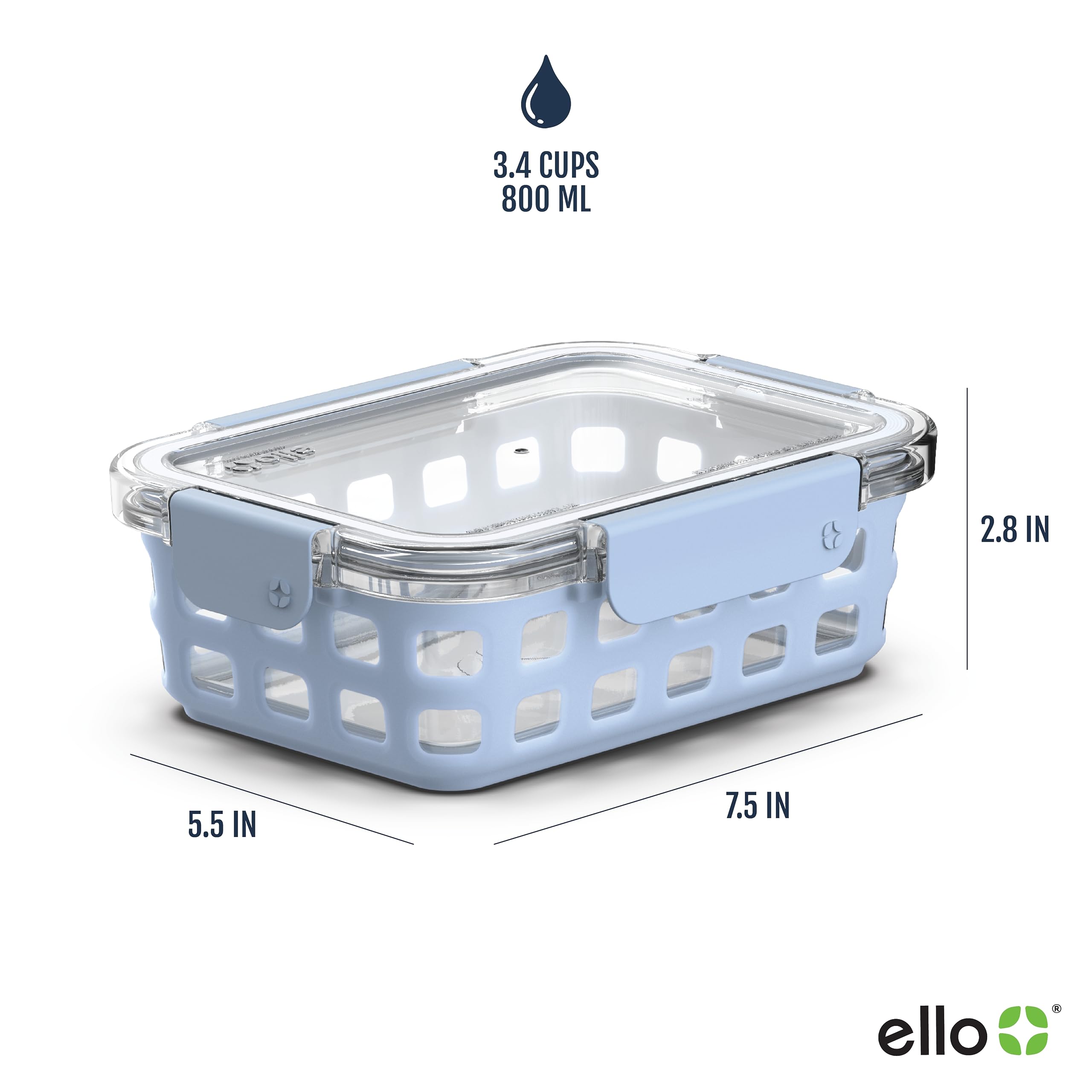 Foto 4 pulgar | Recipiente De Vidrio Para Almacenamiento De Alimentos Ello Duraglass, 800 Ml, Paquete De 5 - Venta Internacional.