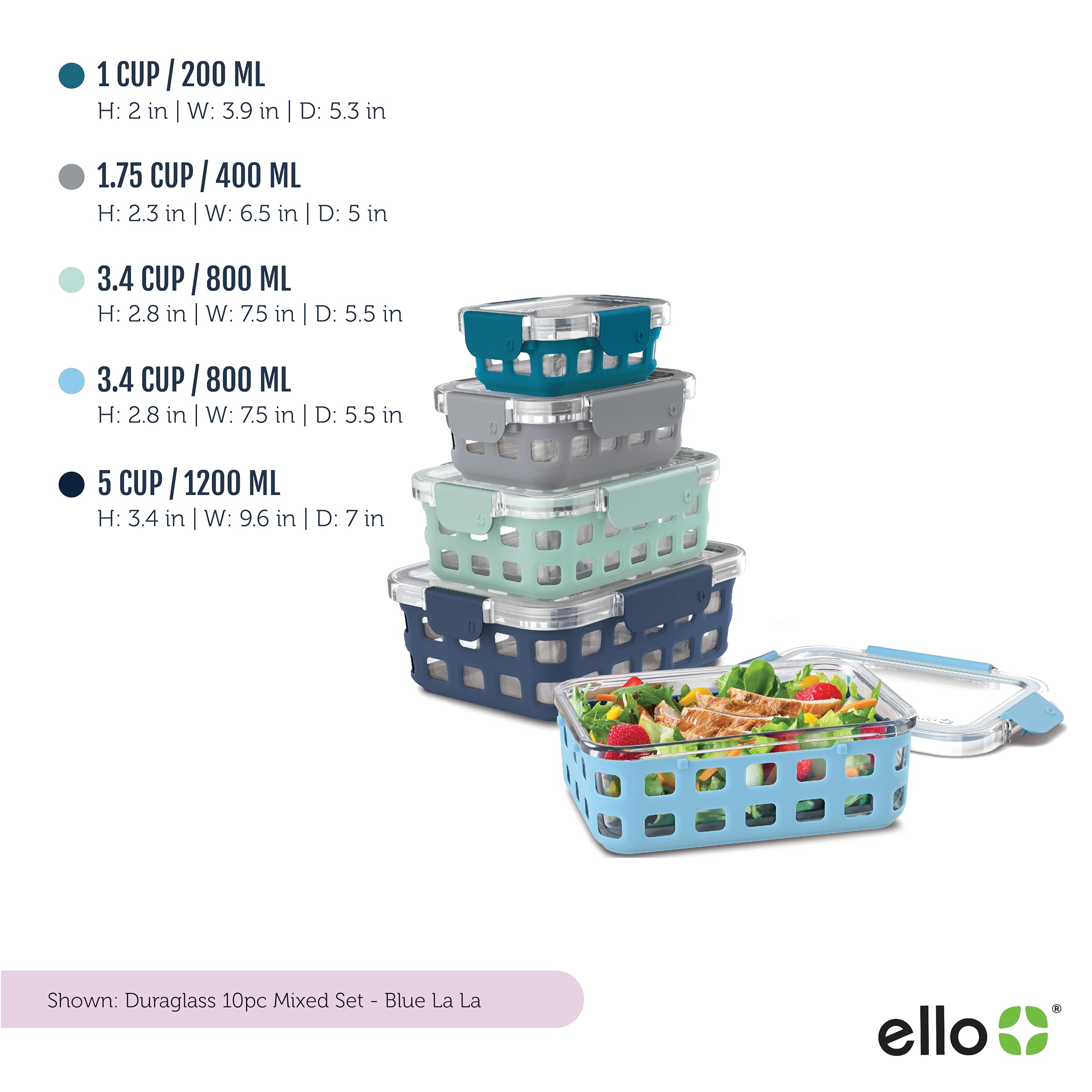 Foto 3 | Recipientes De Almacenamiento De Alimentos, Set De Preparación De Comidas Mixtas Duraglass De Ello - Venta Internacion