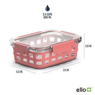 Foto 3 | Recipiente De Vidrio Para Almacenamiento De Alimentos Ello Duraglass, 800 Ml, Paquete De 5 - Venta Internacional.