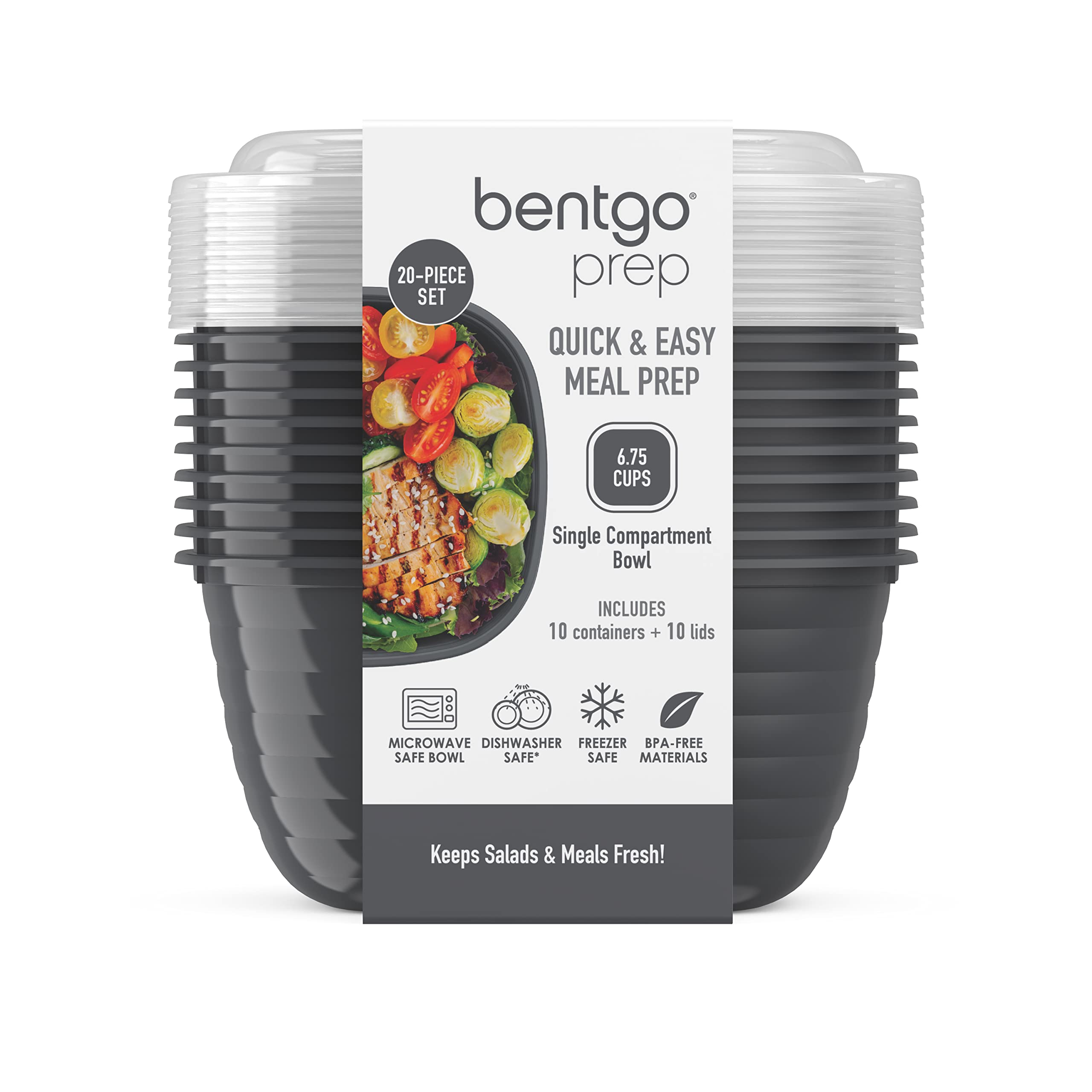 Foto 8 pulgar | Recipientes Para Almacenar Alimentos Meal Prep Bentgo Prep, 10 Tazones Y 10 Tapas - Venta Internacional.