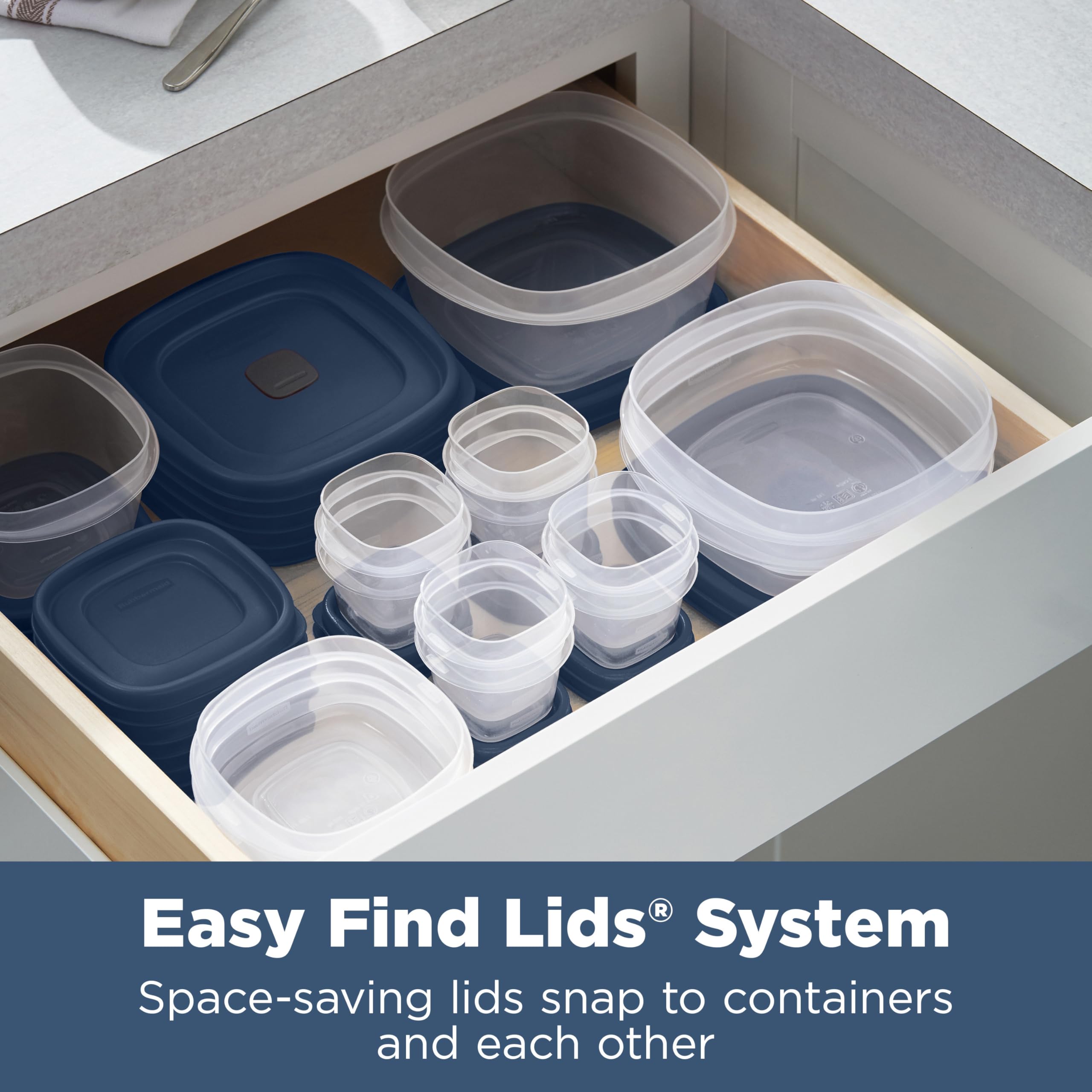 Foto 4 pulgar | Recipientes Rubbermaid Easy Find Para Almacenar Alimentos, 26 Unidades, Azules - Venta Internacional.