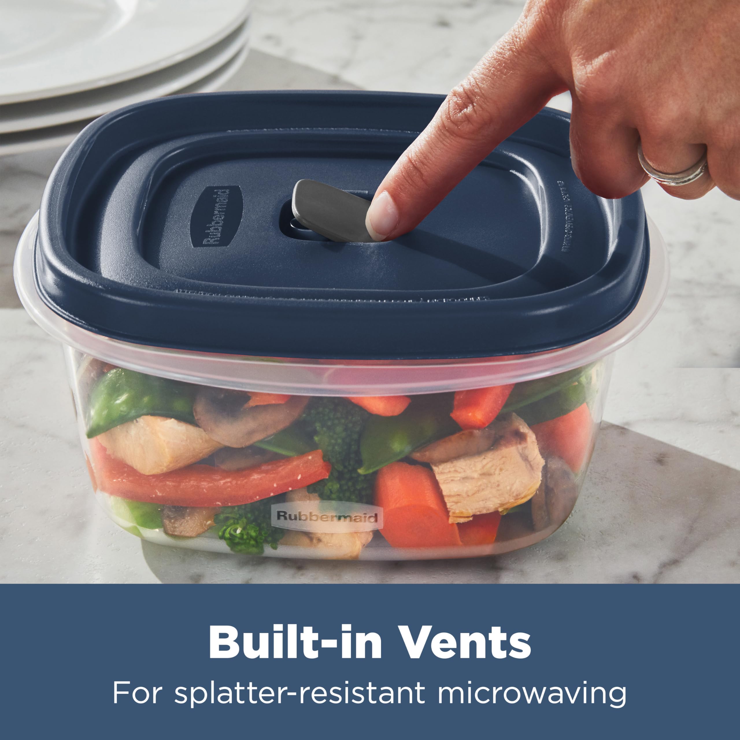 Foto 4 | Recipientes Rubbermaid Easy Find Para Almacenar Alimentos, 26 Unidades, Azules - Venta Internacional.