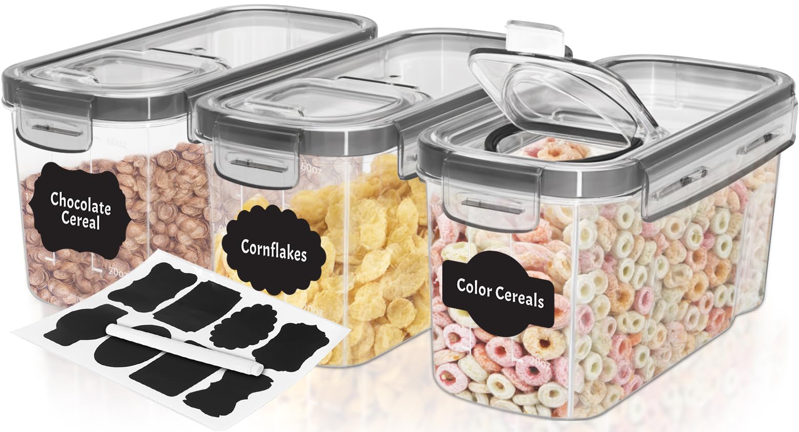 Recipientes Para Cereales Utopia Kitchen, 2 Litros (paquete De 3), Transparentes - Venta Internacional.