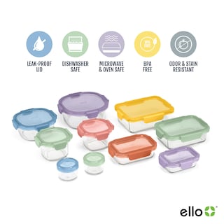 Foto 3 | Set De Almacenamiento De Alimentos Ello Color Lock, 20 Piezas De Vidrio Con Tapas De Plástico - Venta Internacional.