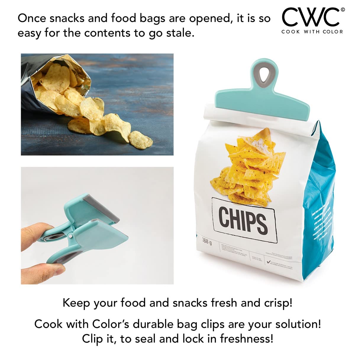 Foto 5 pulgar | Juego De 4 Clips Para Bolsas Cook Con Colores, Grandes Y Resistentes - Venta Internacional.