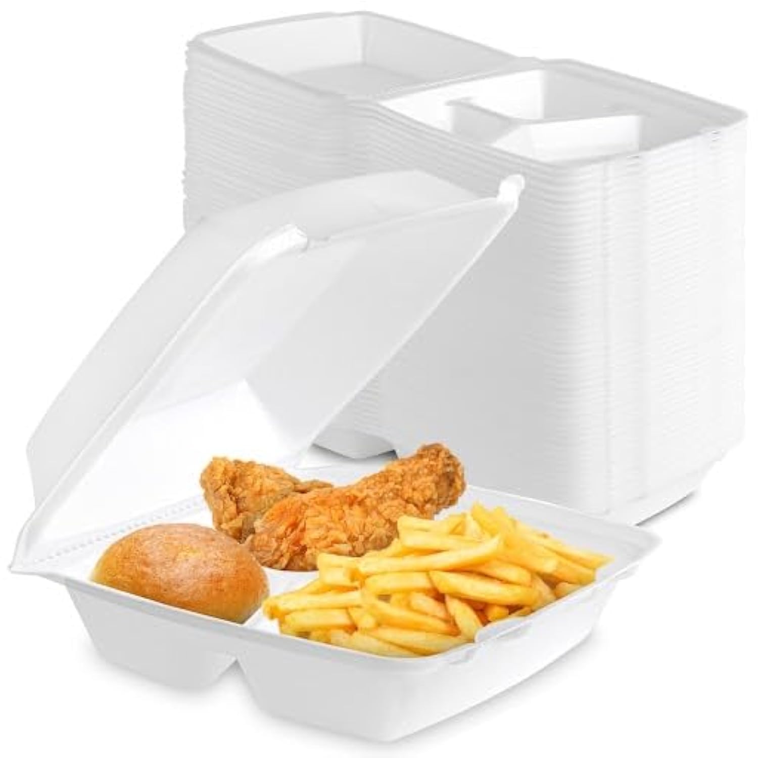 Foto 1 | Recipientes Para Alimentos Stock Your Home Clamshell Con 3 Compartimentos, Paquete De 25 - Venta Internacional.