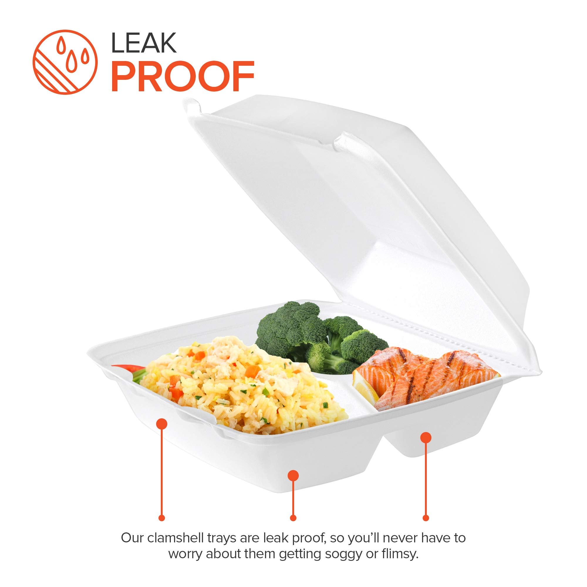 Foto 7 pulgar | Recipientes Para Alimentos Stock Your Home Clamshell Con 3 Compartimentos, Paquete De 25 - Venta Internacional.