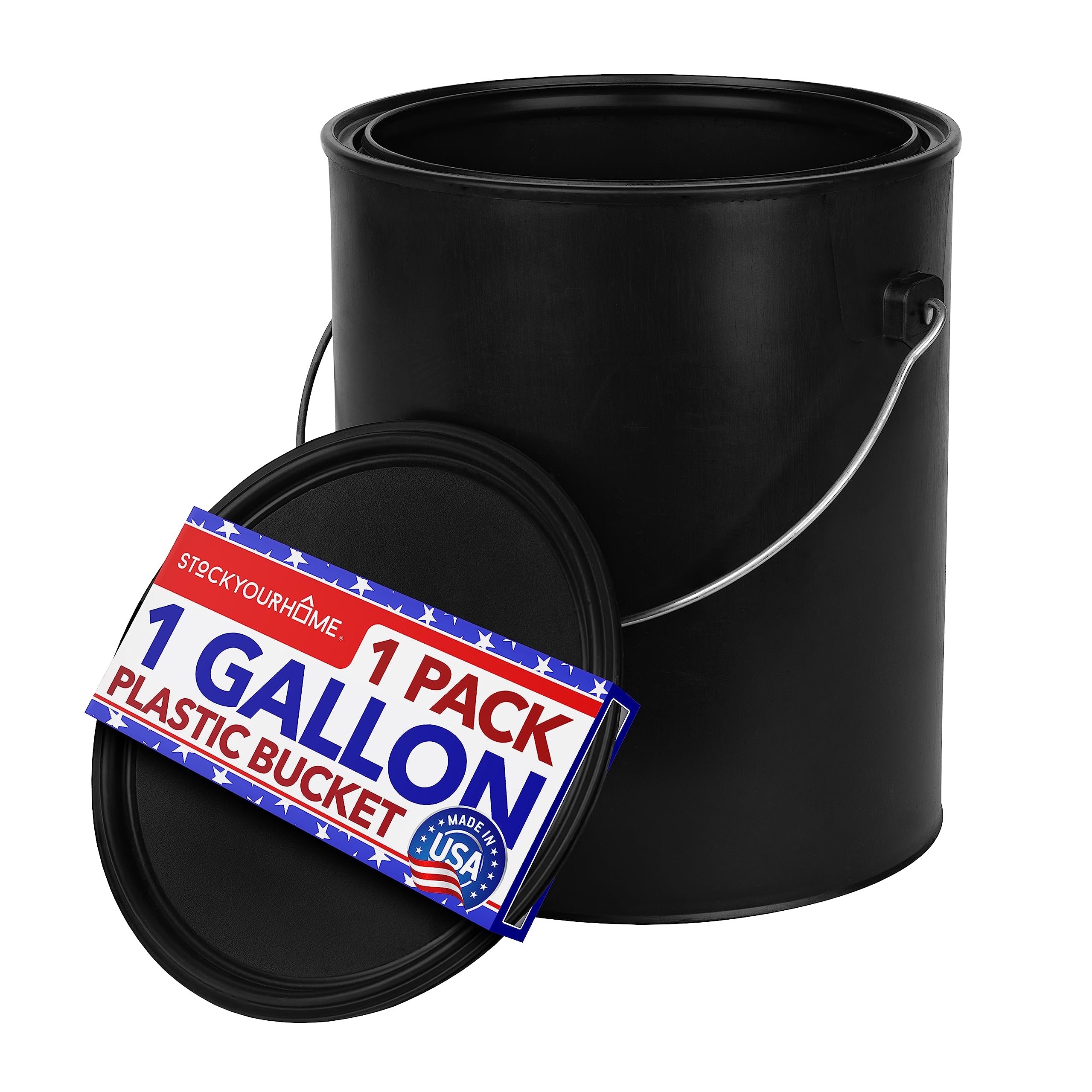 Cubo De Pintura Stock Your Home, 1 Galón (128 Ml) De Plástico Negro - Venta Internacional.