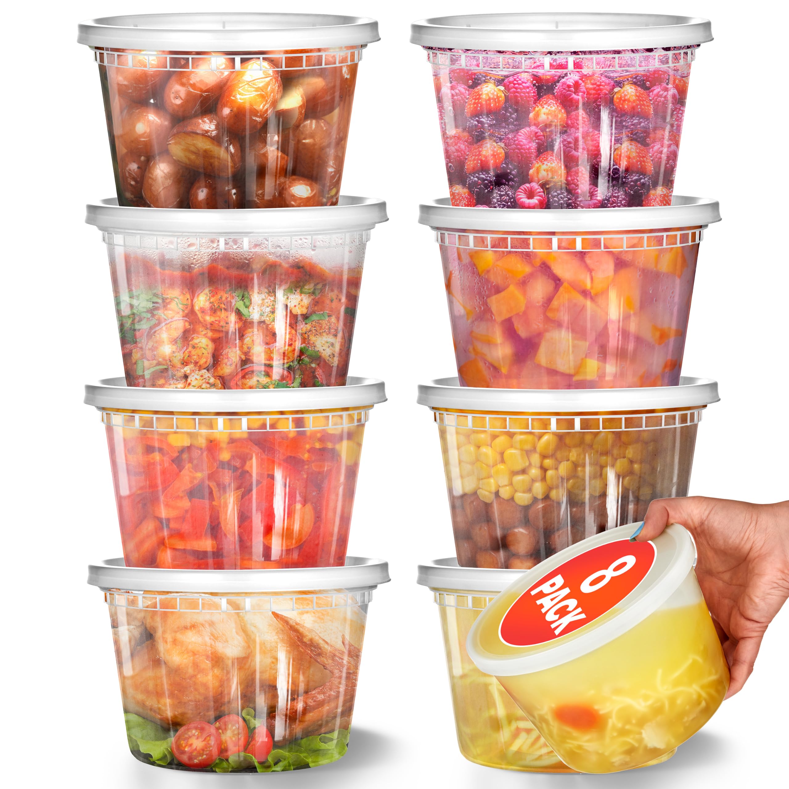 Recipientes De Almacenamiento De Alimentos Stock Your Home, 1,9 L (paquete De 8) - Venta Internacional.