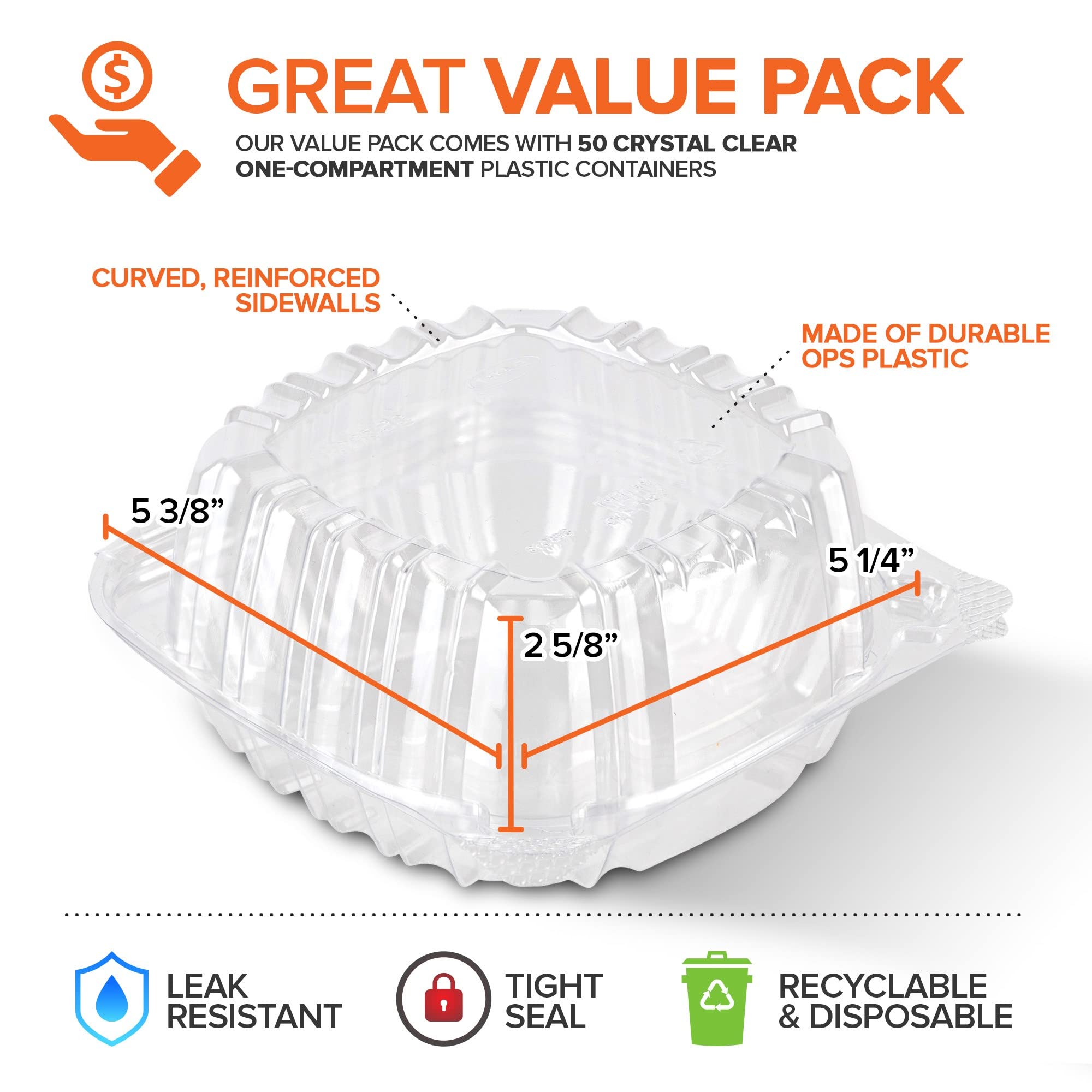 Foto 3 pulgar | Recipientes De Plástico Para Llevar, 1 Compartimento, 400 Ml - Venta Internacional.