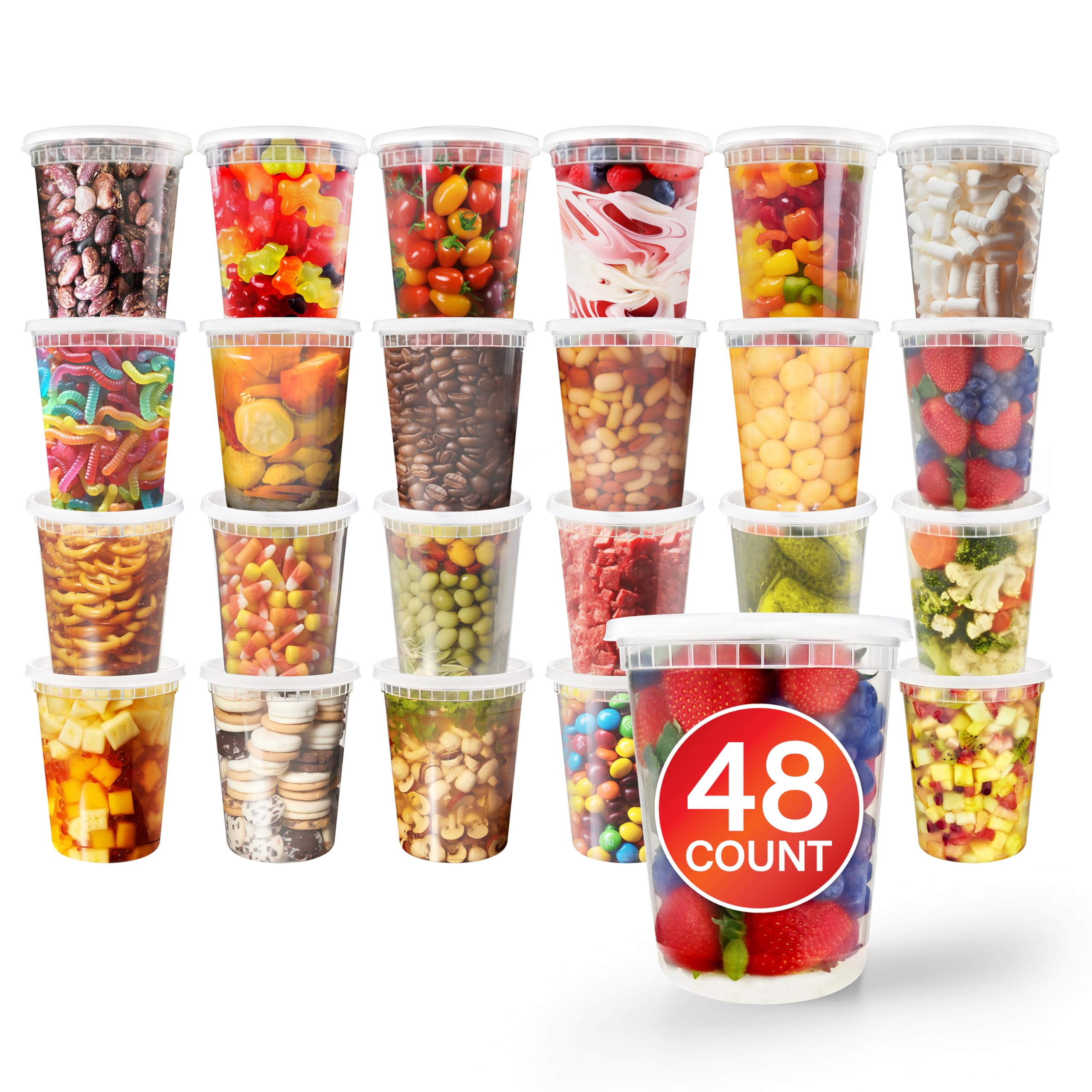 Recipientes De Plástico Para Delicatessen Stock Your Home, 950 Ml Con Tapas (paquete De 48) - Venta Internacional.