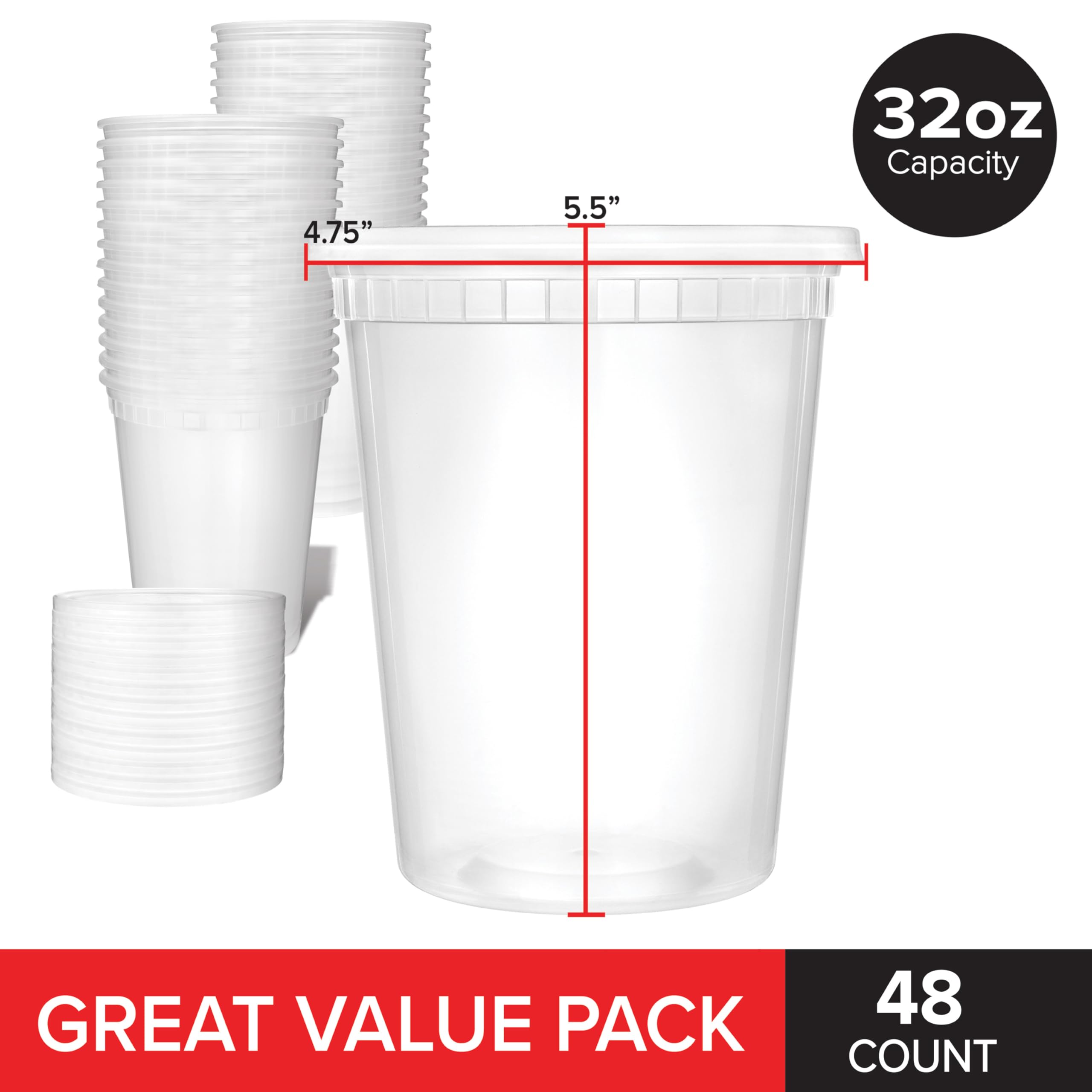 Foto 3 pulgar | Recipientes De Plástico Para Delicatessen Stock Your Home, 950 Ml Con Tapas (paquete De 48) - Venta Internacional.