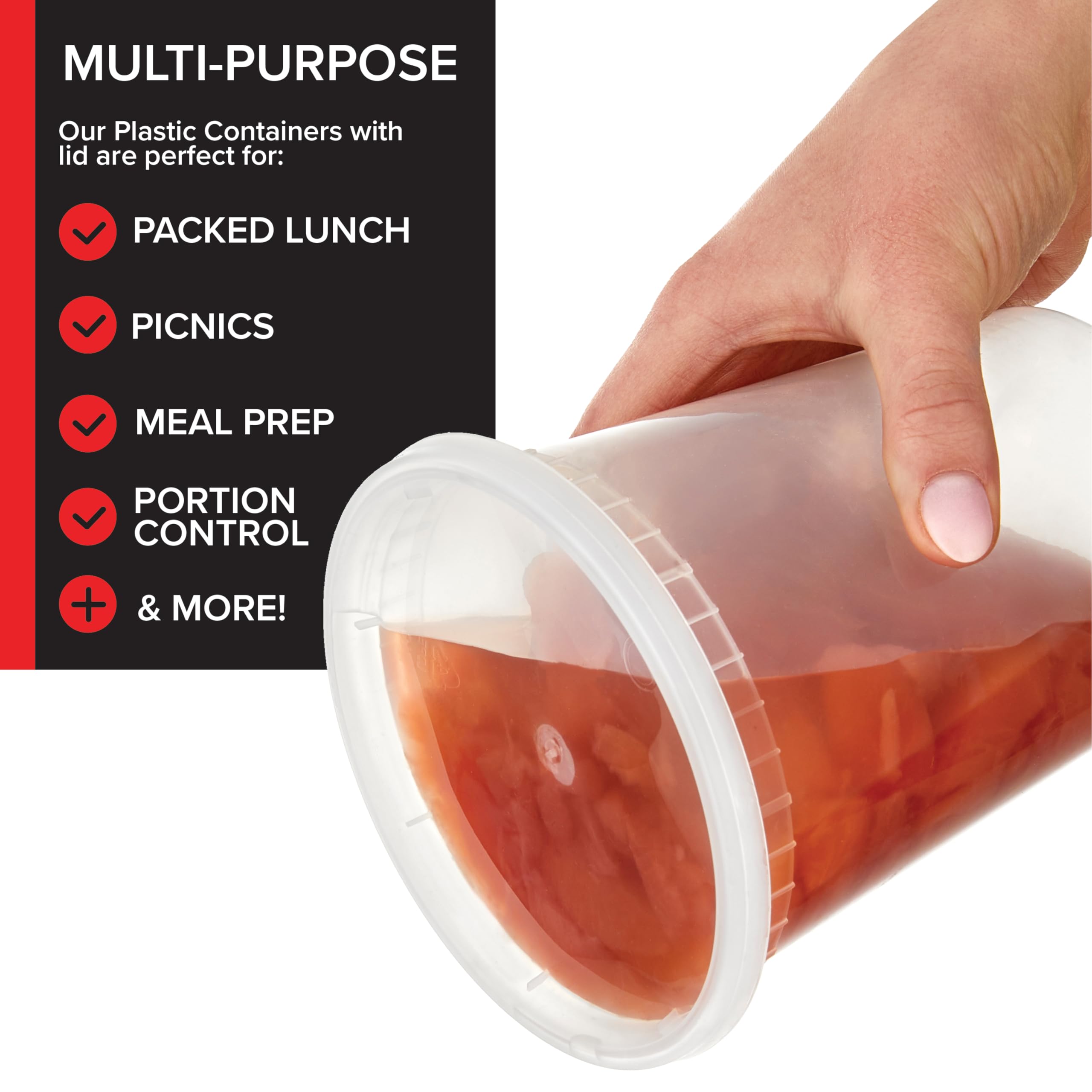 Foto 6 pulgar | Recipientes De Plástico Para Delicatessen Stock Your Home, 950 Ml Con Tapas (paquete De 48) - Venta Internacional.