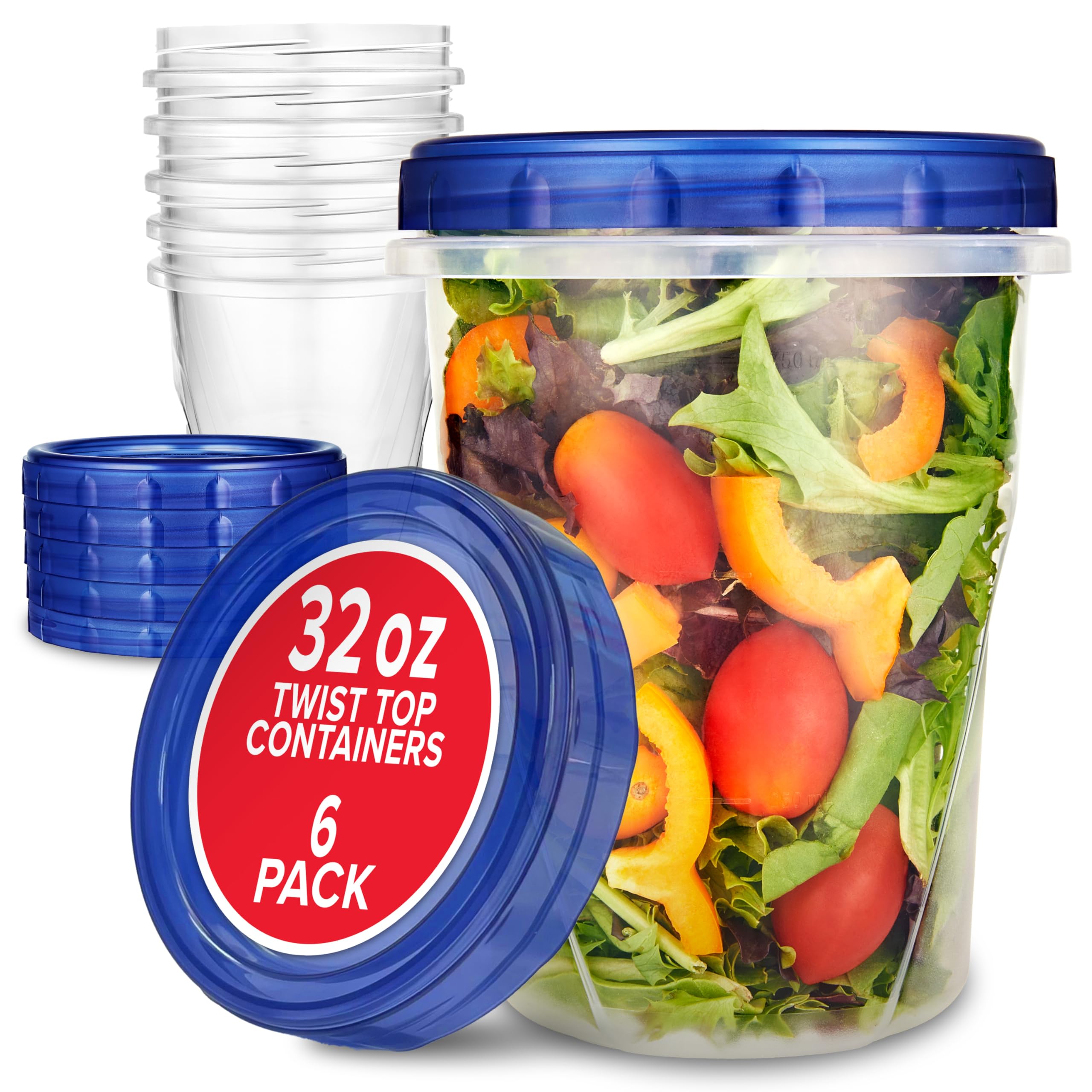 Recipientes De Plástico Stock Your Home 950 Ml (paquete De 6) Con Tapas - Venta Internacional.