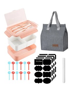 Foto 4 | Box Lunch Con Topper Y Cubiertos Capacidad 1100ml+lunchbolsa Rosa + Gratis Termo Güish De Regalo