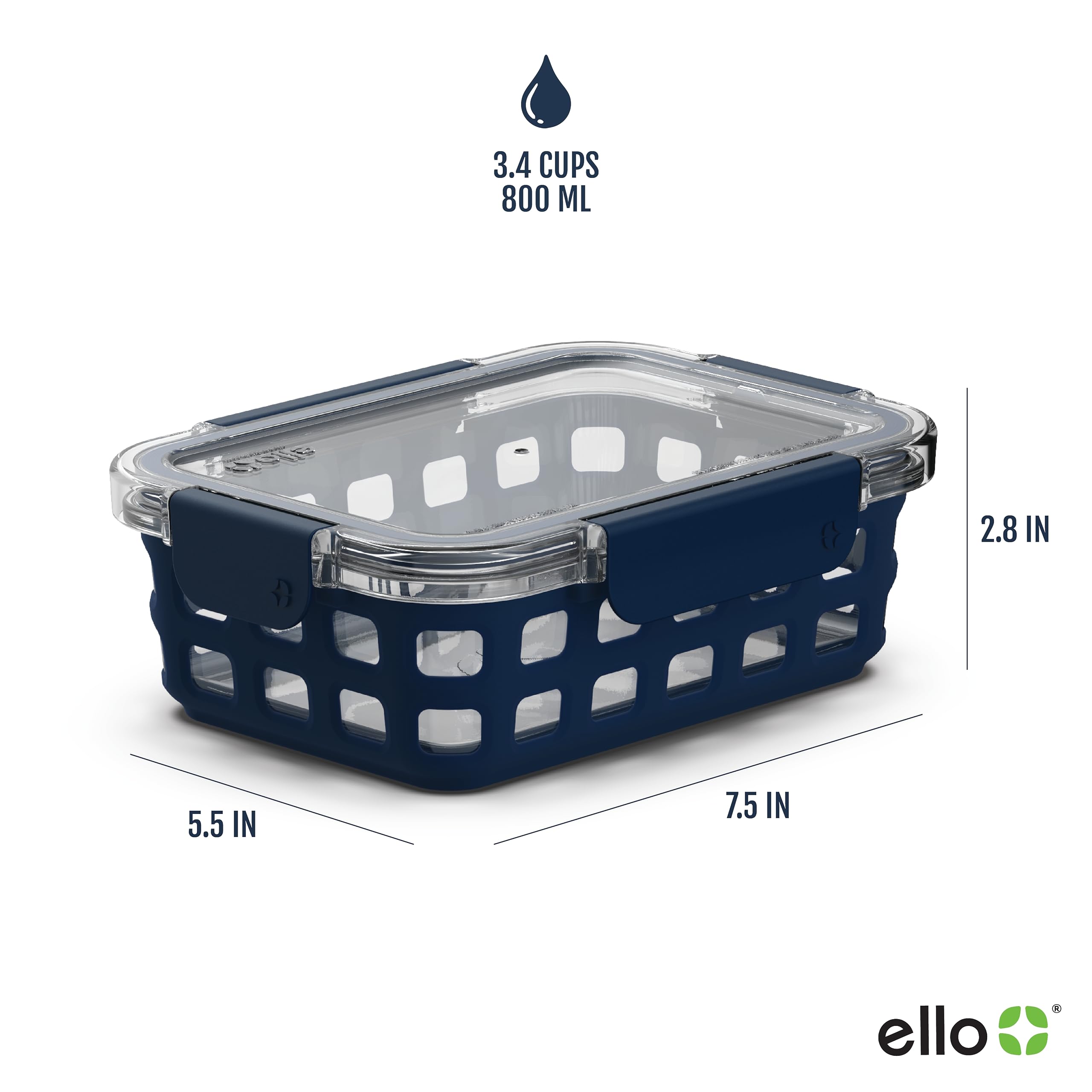 Foto 4 pulgar | Recipiente De Almacenamiento De Alimentos Ello Duraglass  800 Ml  Paquete De 3 Unidades - Venta Internacional.