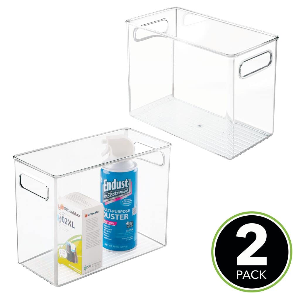 Foto 2 | Papelera De Almacenamiento Mdesign Alta De Plástico Con Asas  Paquete De 2  Transparente - Venta Internacional.