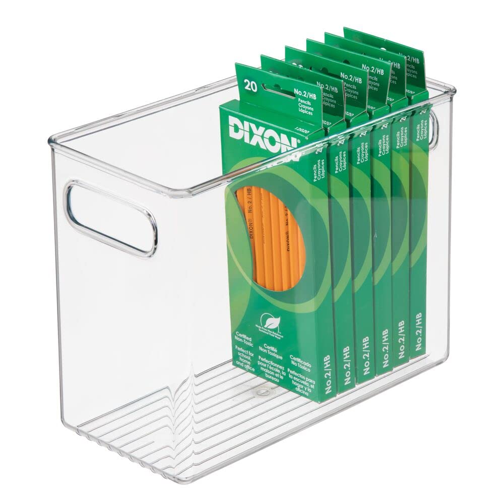 Foto 6 | Papelera De Almacenamiento Mdesign Alta De Plástico Con Asas  Paquete De 2  Transparente - Venta Internacional.