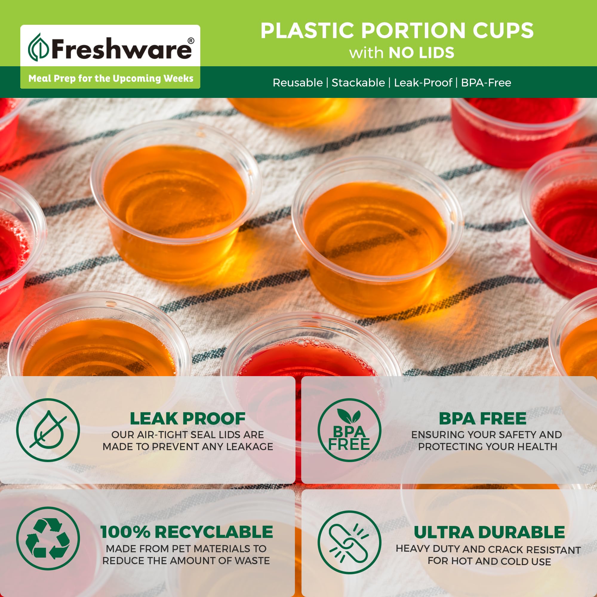 Foto 3 | Vasos Desechables De Plástico Para Porciones  60 Ml  250 Unidades  Freshware - Venta Internacional.