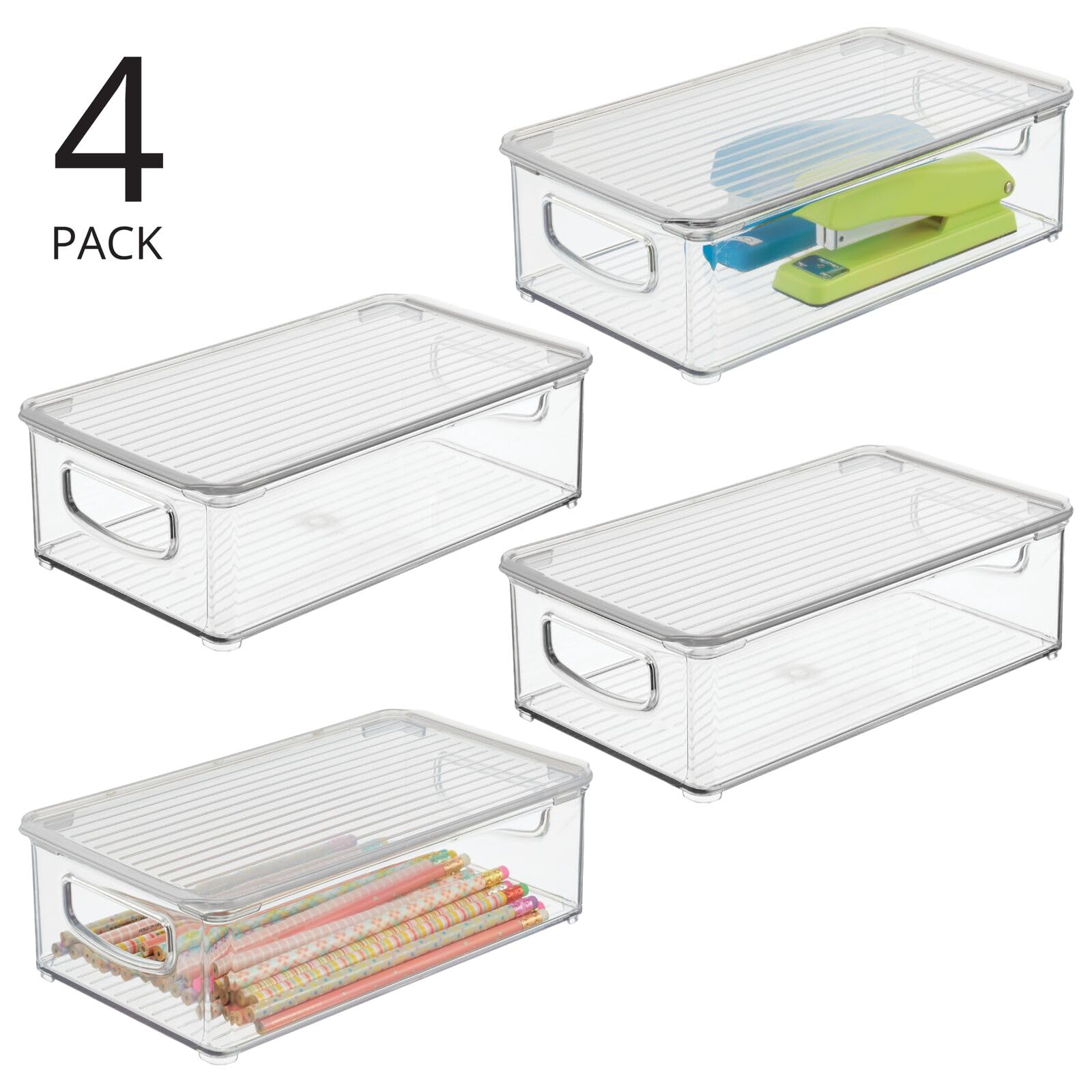 Foto 3 pulgar | Caja De Almacenamiento Con Diseño Mdesign  Línea Con Tapa Y Asas  Paquete De 4 - Venta Internacional.