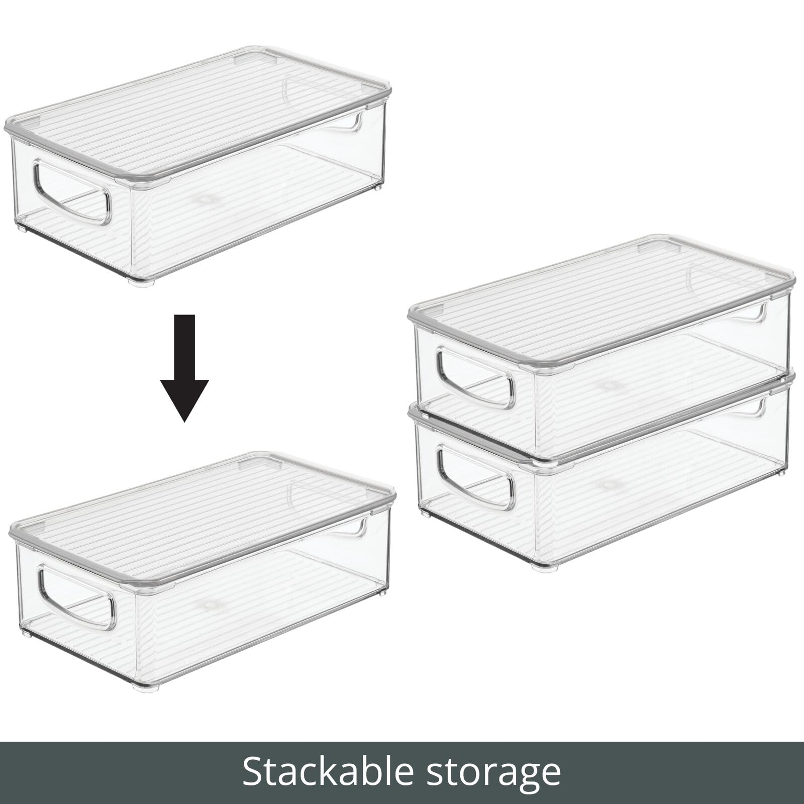 Foto 5 | Caja De Almacenamiento Con Diseño Mdesign  Línea Con Tapa Y Asas  Paquete De 4 - Venta Internacional.