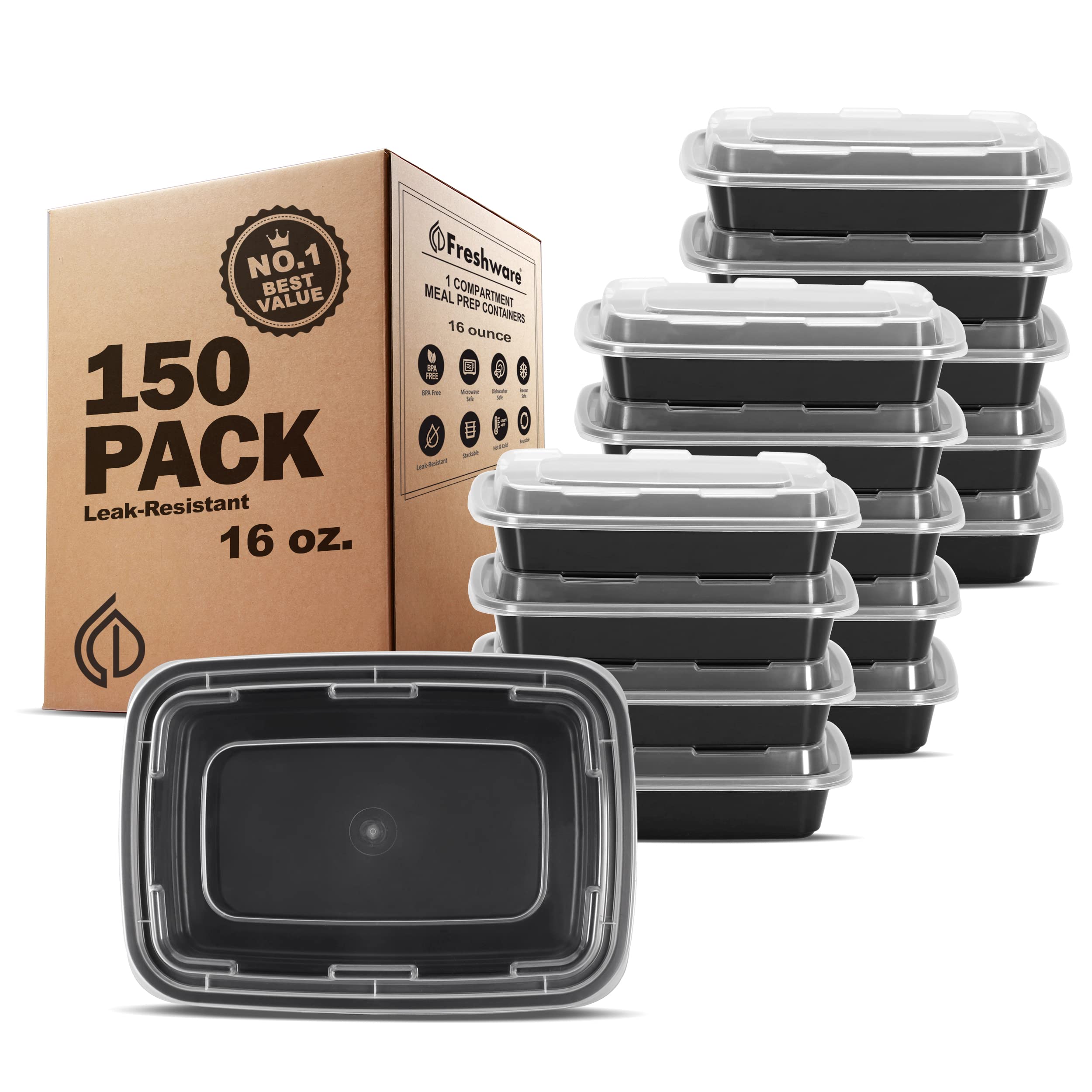 Foto 2 pulgar | Recipientes De Almacenamiento De Alimentos Freshware Meal Prep  1 Compartimento - Venta Internacional.