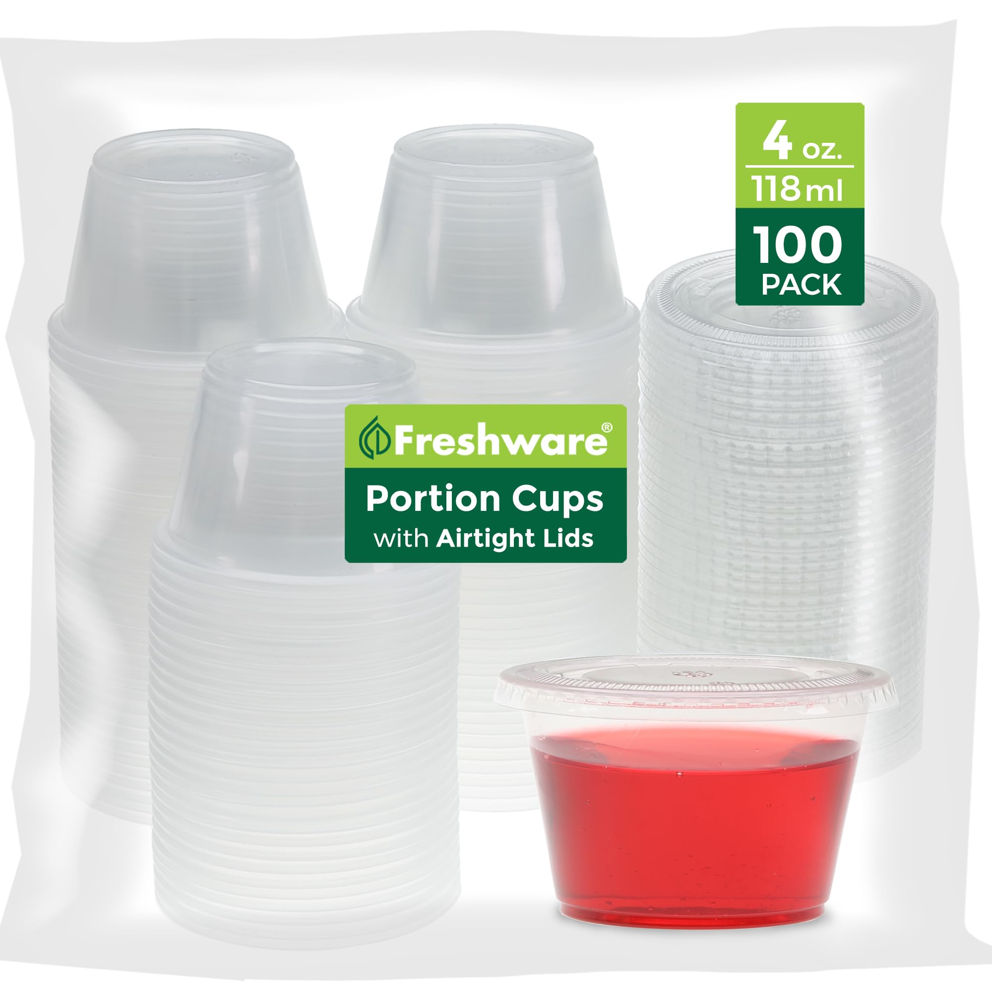 Foto 2 pulgar | Vasos Para Porciones De Plástico Con Tapa Freshware 120 Ml [100 Juegos] - Venta Internacional.