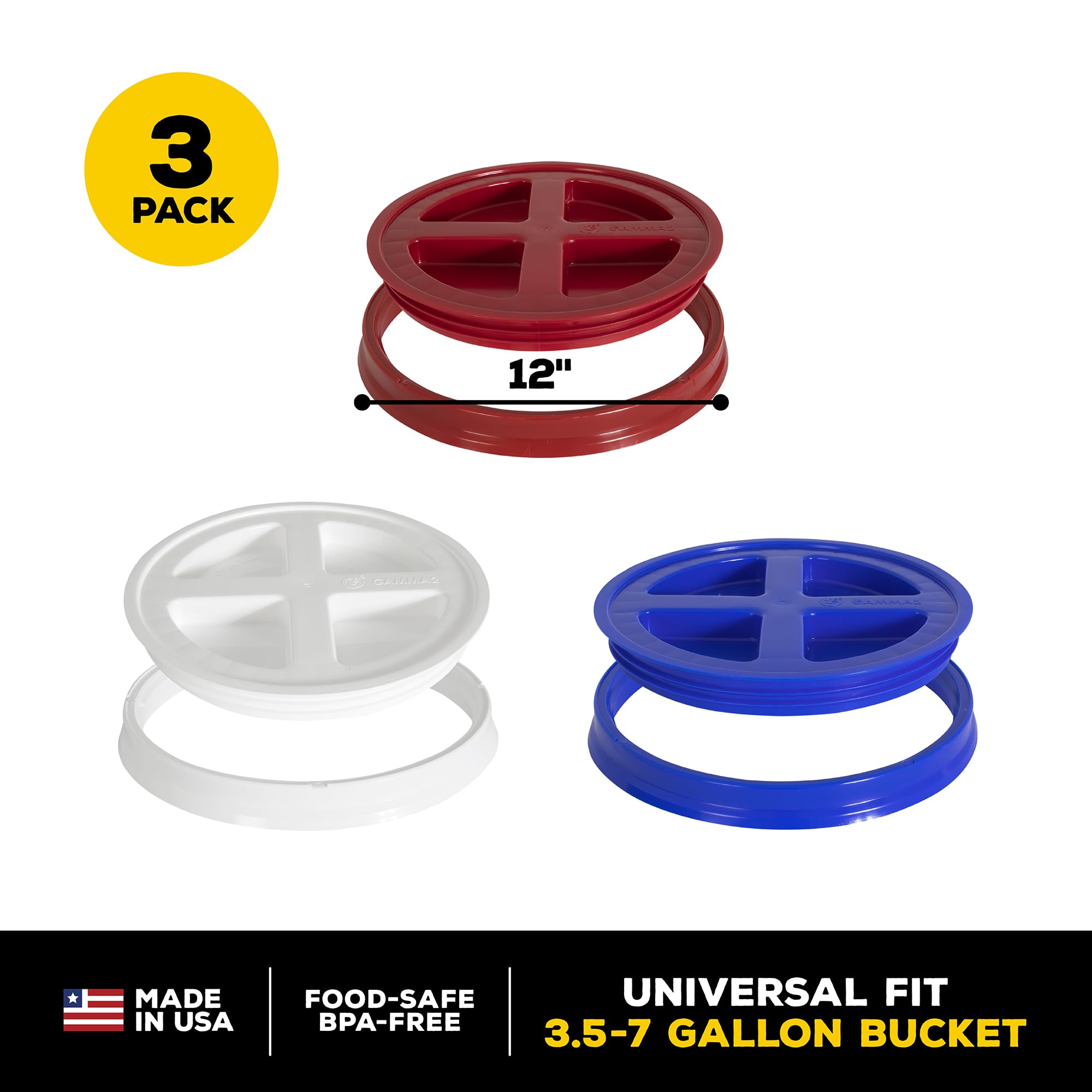 Foto 4 pulgar | Tapa De Cubo Gamma2 Gamma Seal  Paquete De 3 Unidades  3 5 L  28 Litros  Rojo/blanco/azul - Venta Internacional.