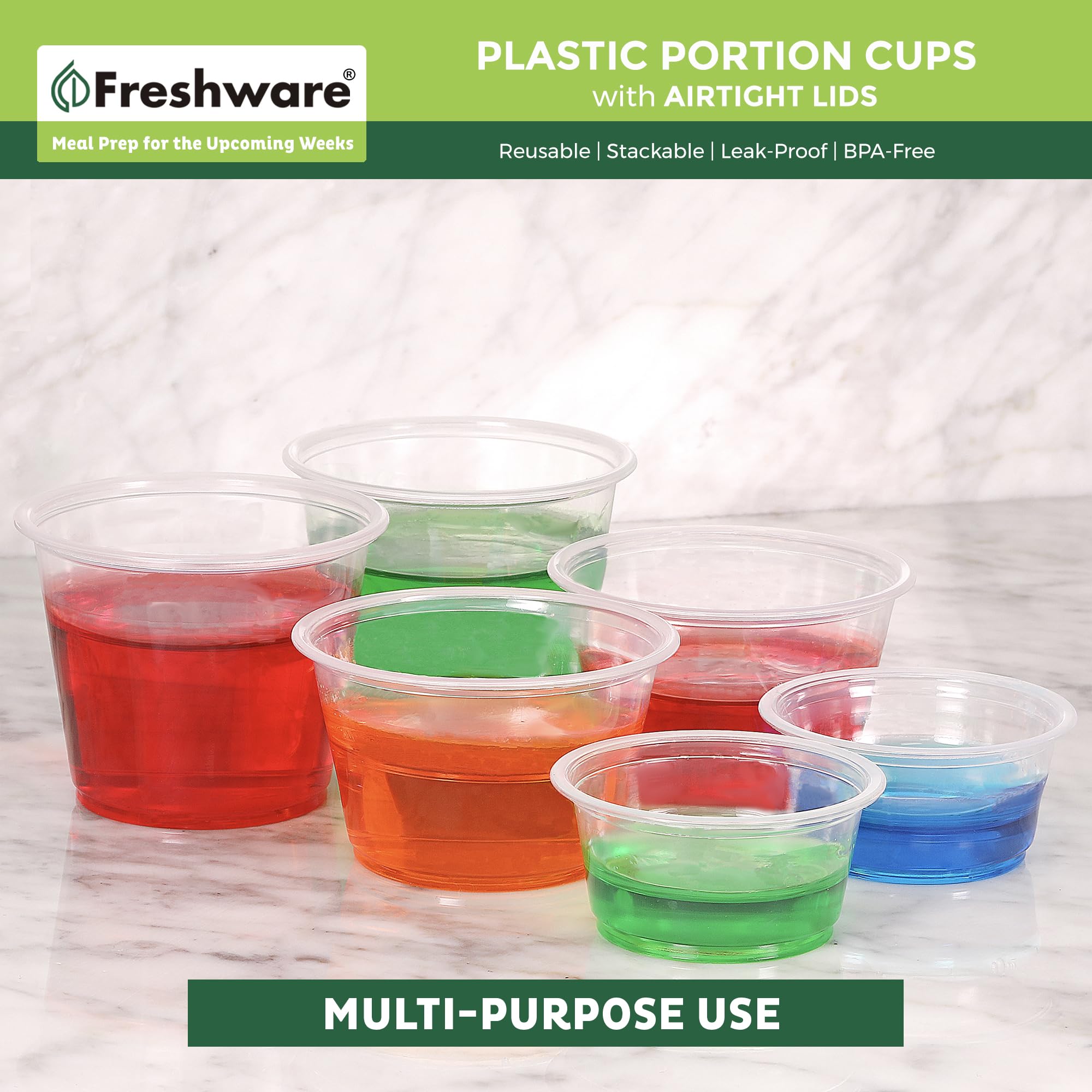 Foto 2 | Vasos Desechables De Plástico Para Porciones Freshware  100 Juegos De 100 Ml - Venta Internacional.