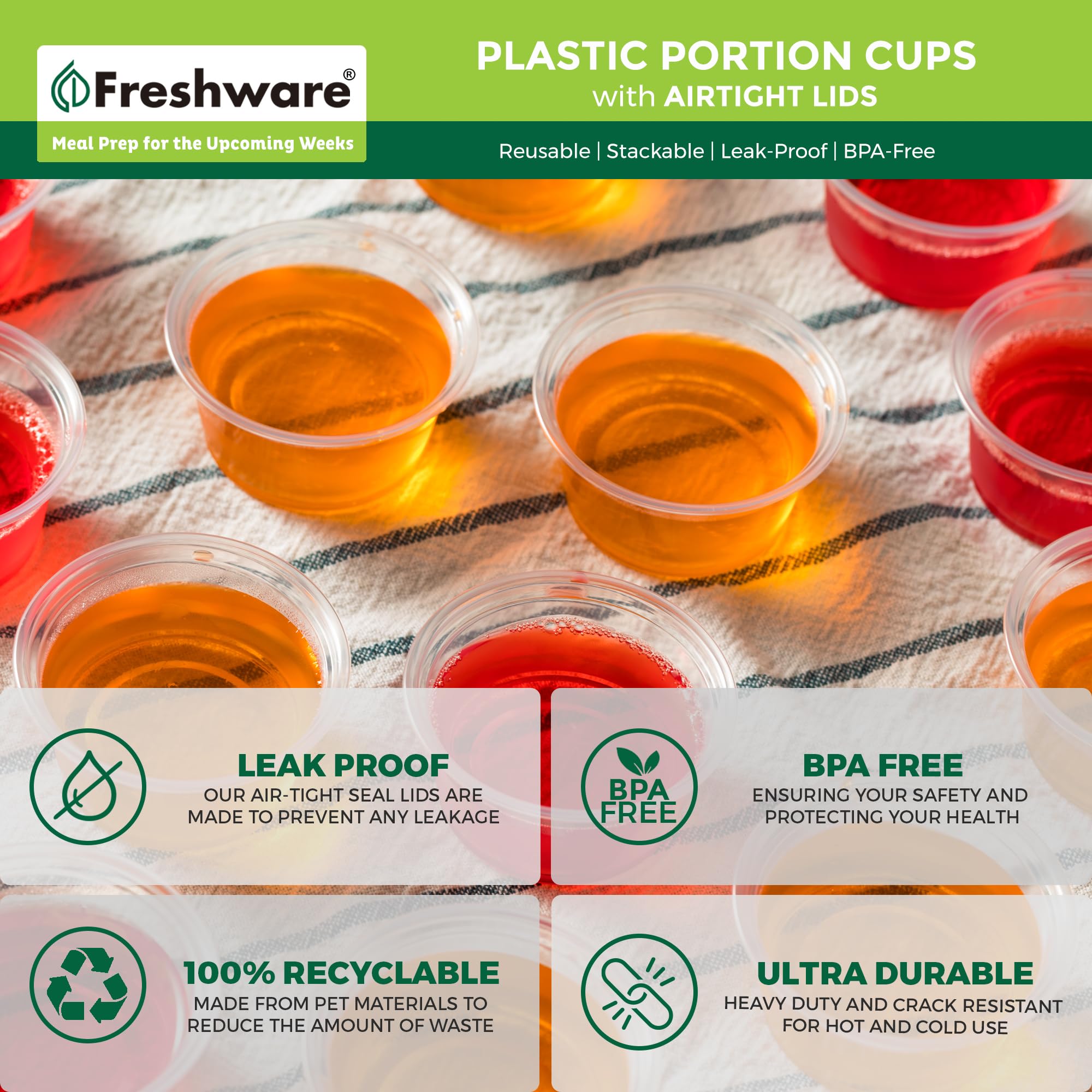 Foto 3 | Vasos Desechables De Plástico Para Porciones Freshware  100 Juegos De 100 Ml - Venta Internacional.