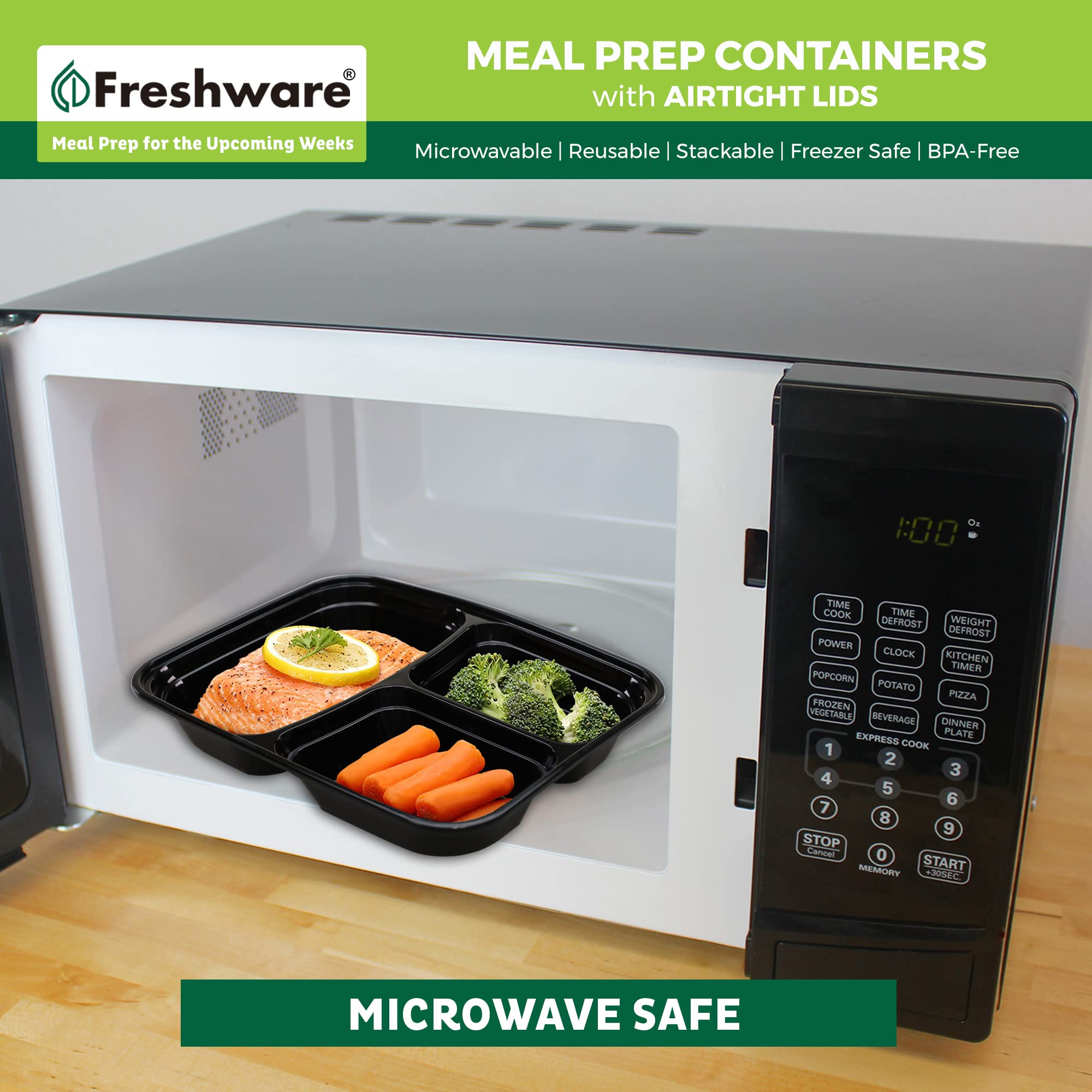Foto 7 pulgar | Recipientes Para Preparación De Comidas Freshware  Paquete De 50 Unidades  3 Compartimentos  700 Ml - Venta Internaci