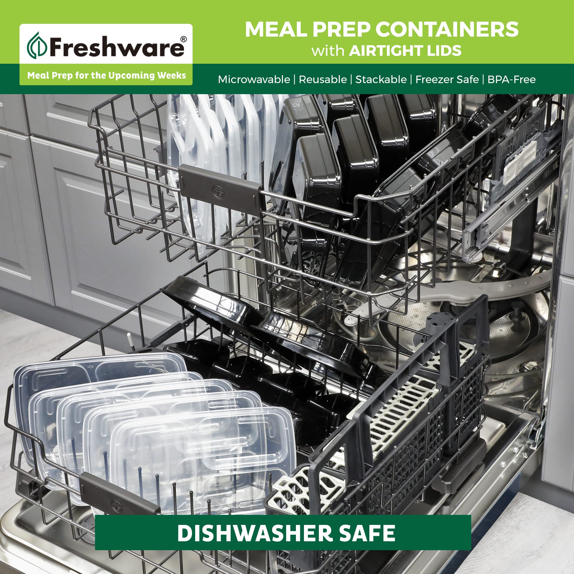 Foto 8 pulgar | Recipientes Para Preparación De Comidas Freshware  Paquete De 50 Unidades  3 Compartimentos  700 Ml - Venta Internaci