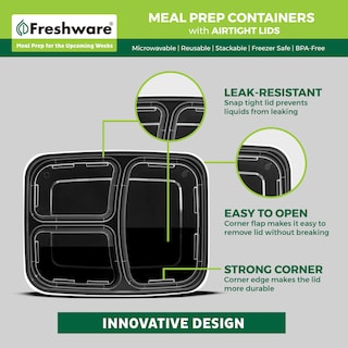 Foto 2 | Recipientes De Almacenamiento De Alimentos Freshware Con 3 Compartimentos 24 Oz X 50 - Venta Internacional.
