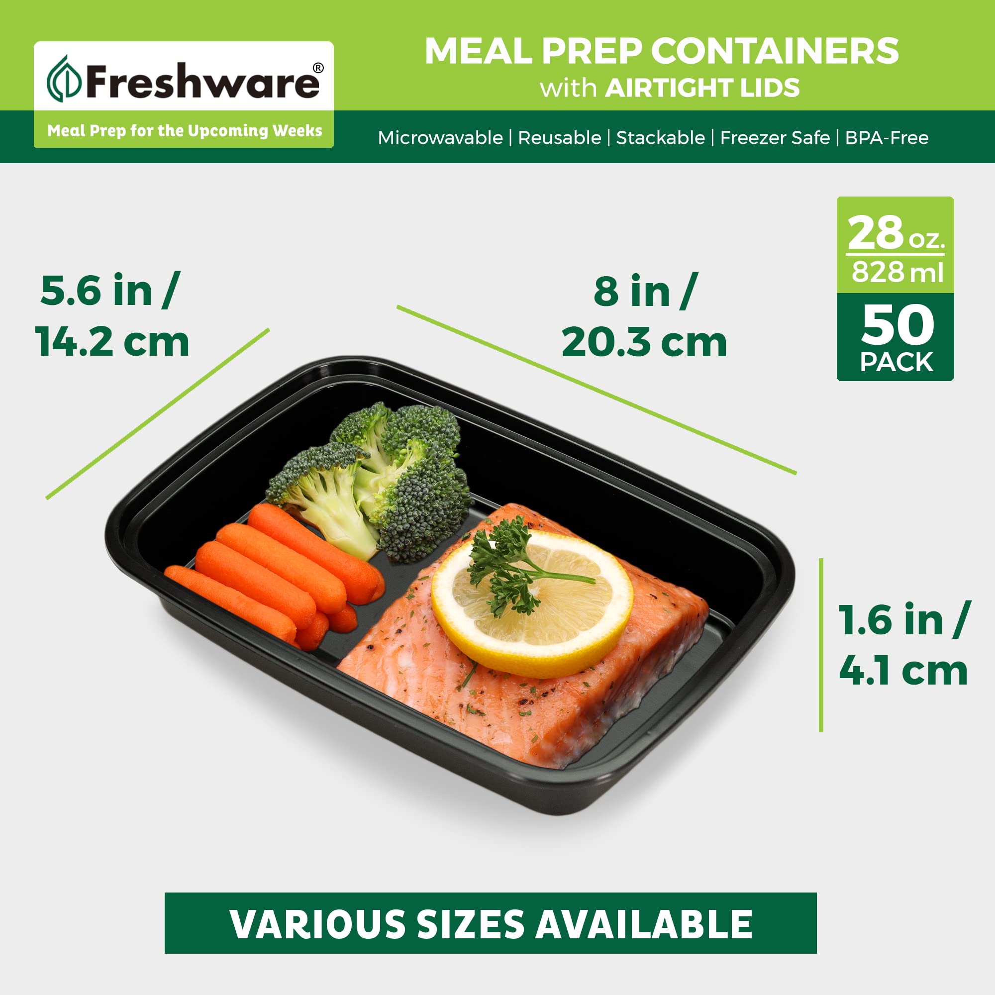 Foto 3 | Recipientes De Almacenamiento De Alimentos Freshware Meal Prep  1 Compartimento - Venta Internacional.