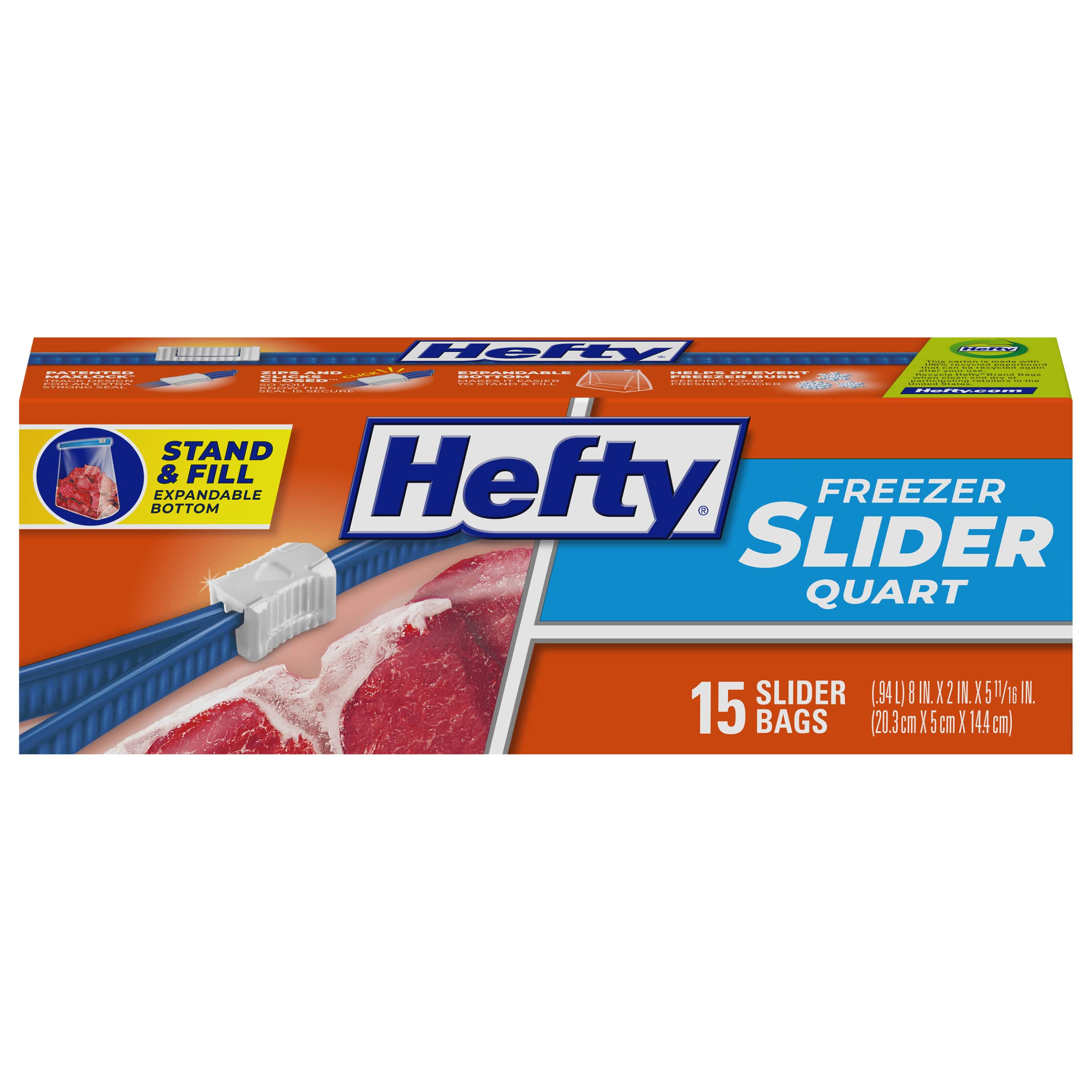 Foto 2 pulgar | Bolsas De Almacenamiento Hefty Slider Para Congelador  Cocina  Cuarto De Galón  15 Unidades  Azules - Venta Internaci