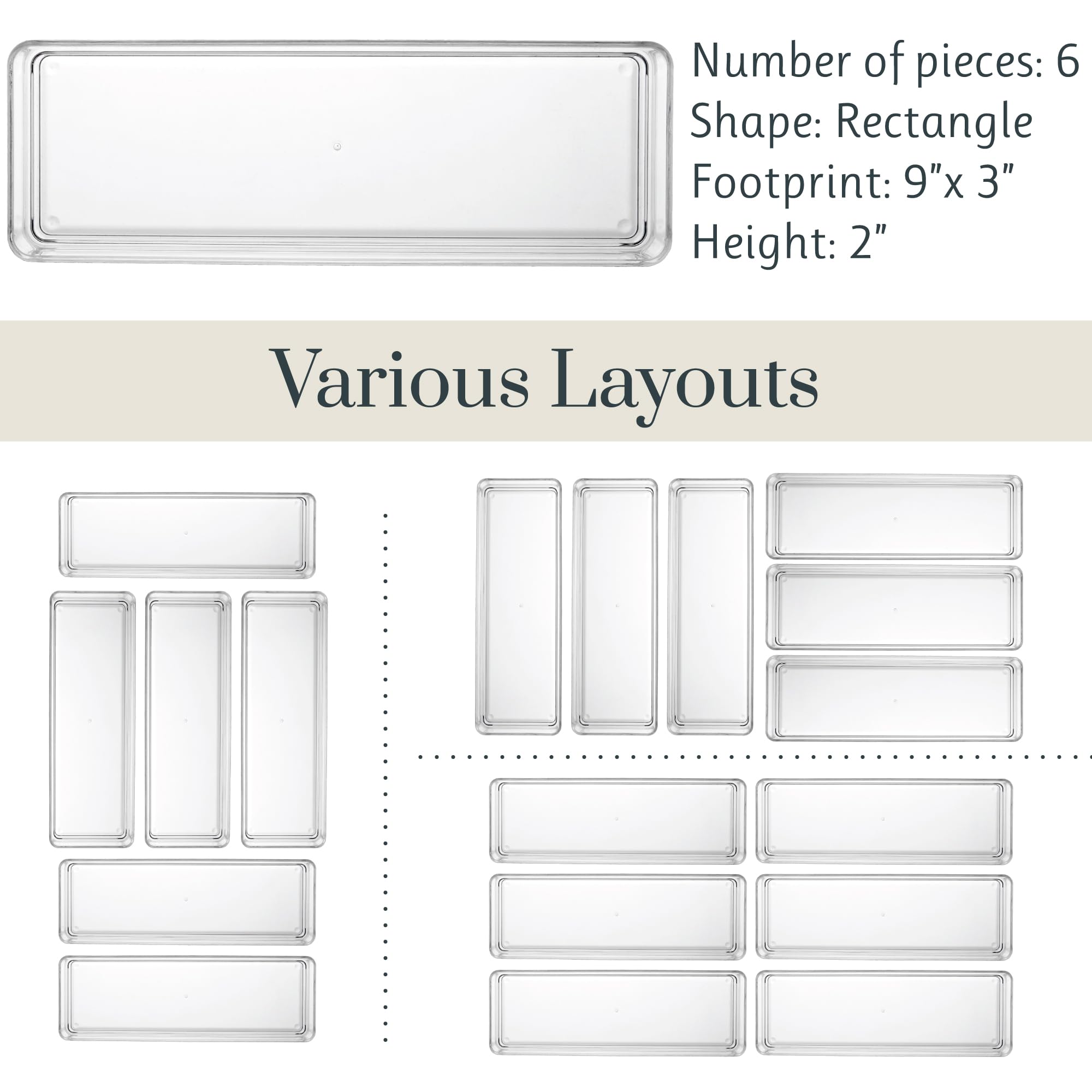 Foto 5 | Set Organizador De Cajones Stori Simplesort  6 Piezas  Plástico Transparente - Venta Internacional.