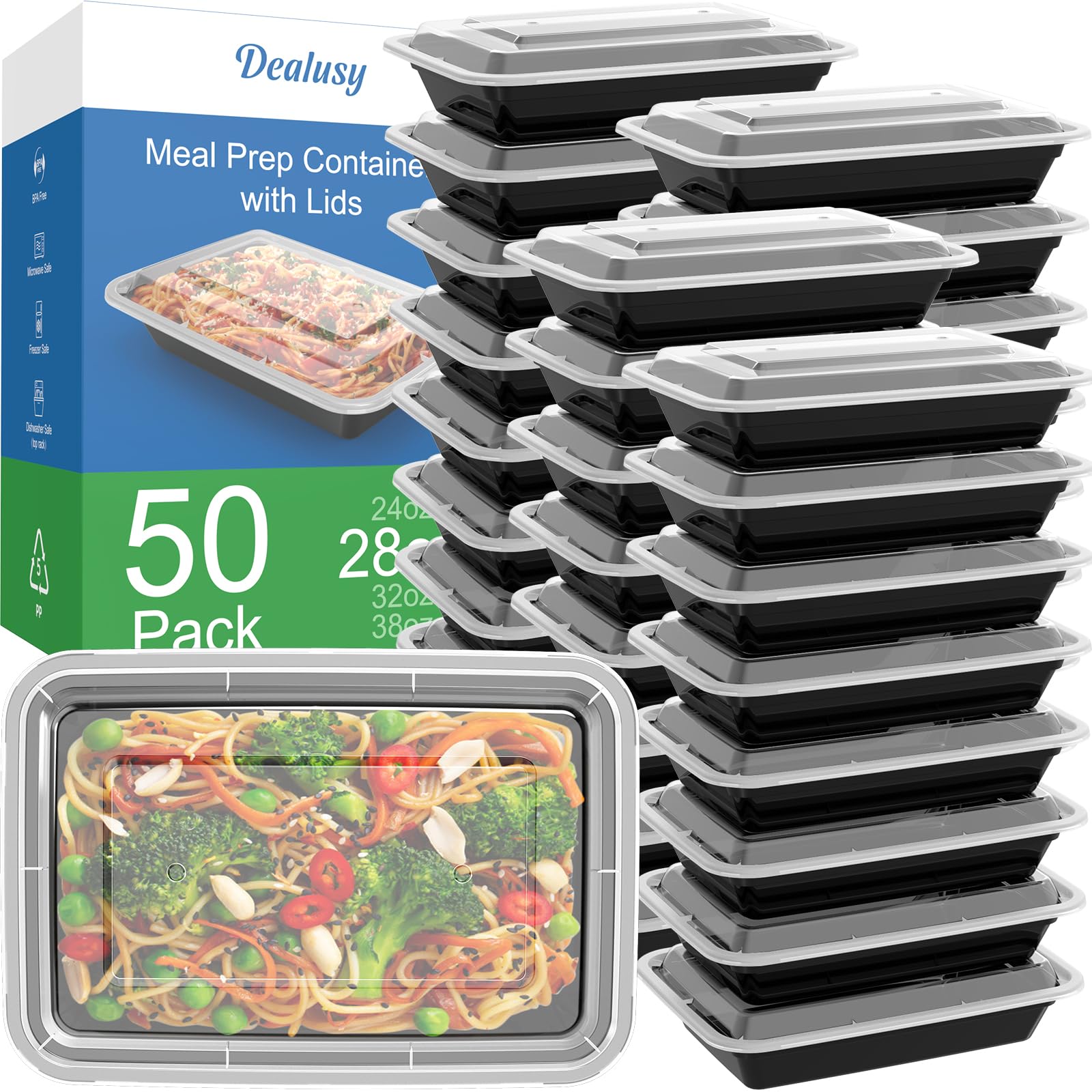 Foto 1 | Envases Dealusy Para Preparación De Comidas  50 Unidades  800 Ml  Reutilizables Con Tapas - Venta Internacional.